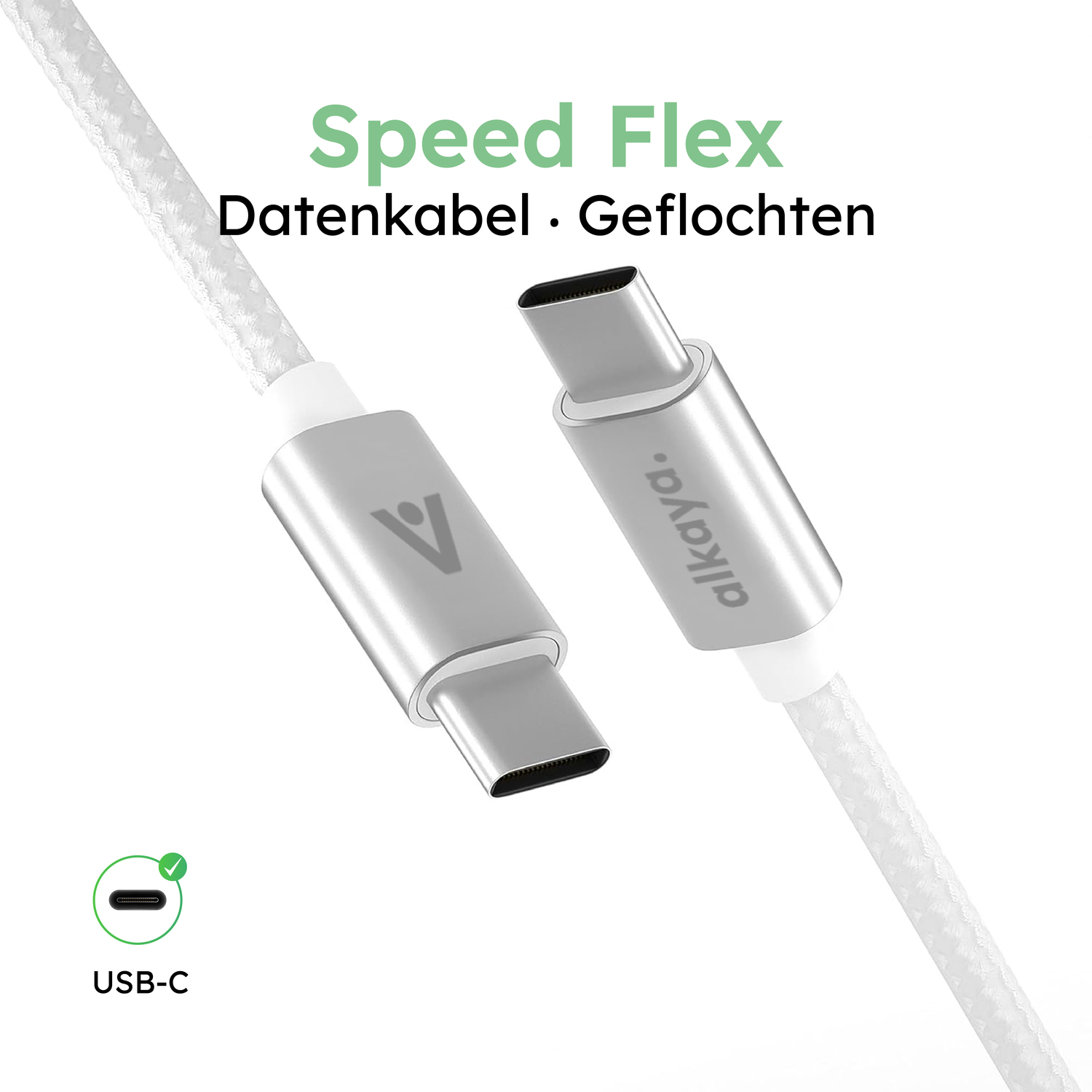 alkaya. | Speed Flex | Datenkabel | Geflochten | USB C+C 2m, Weiß