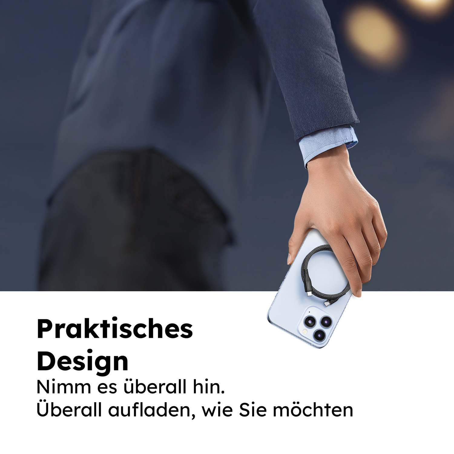 alkaya. | Speed Flex | Magnetisches Datenkabel | Geflochten | USB C+C, schwarz, 1 Meter