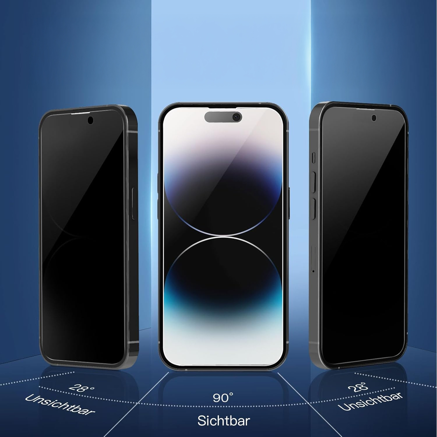 alkaya. | A Shield | Display-Sichtschutzglas | 3D Full Cover | Privacy, iPhone 14 Pro Max