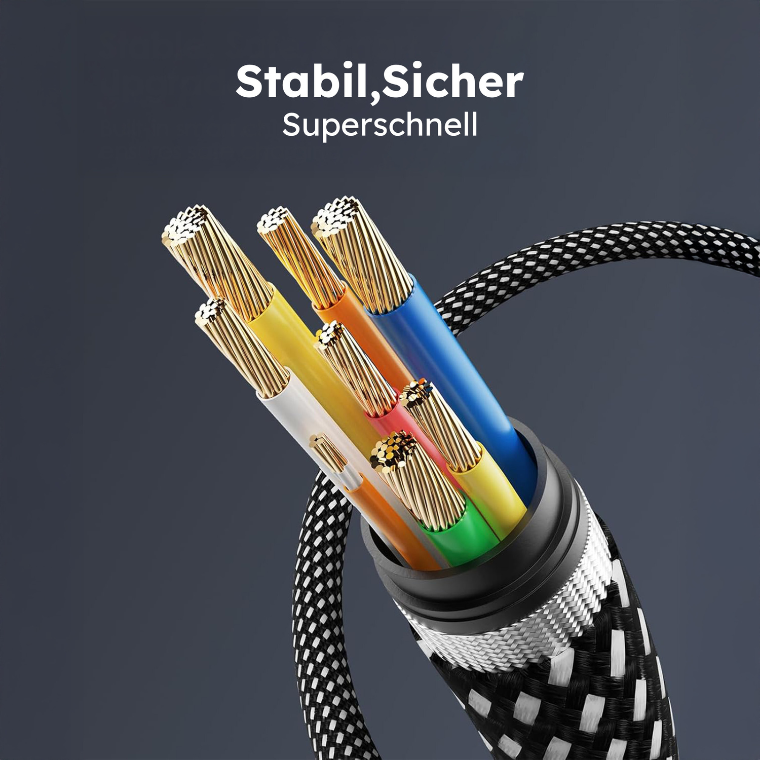 alkaya. | Speed Flex | Magnetisches Datenkabel | Geflochten | USB C+C, schwarz, 1 Meter