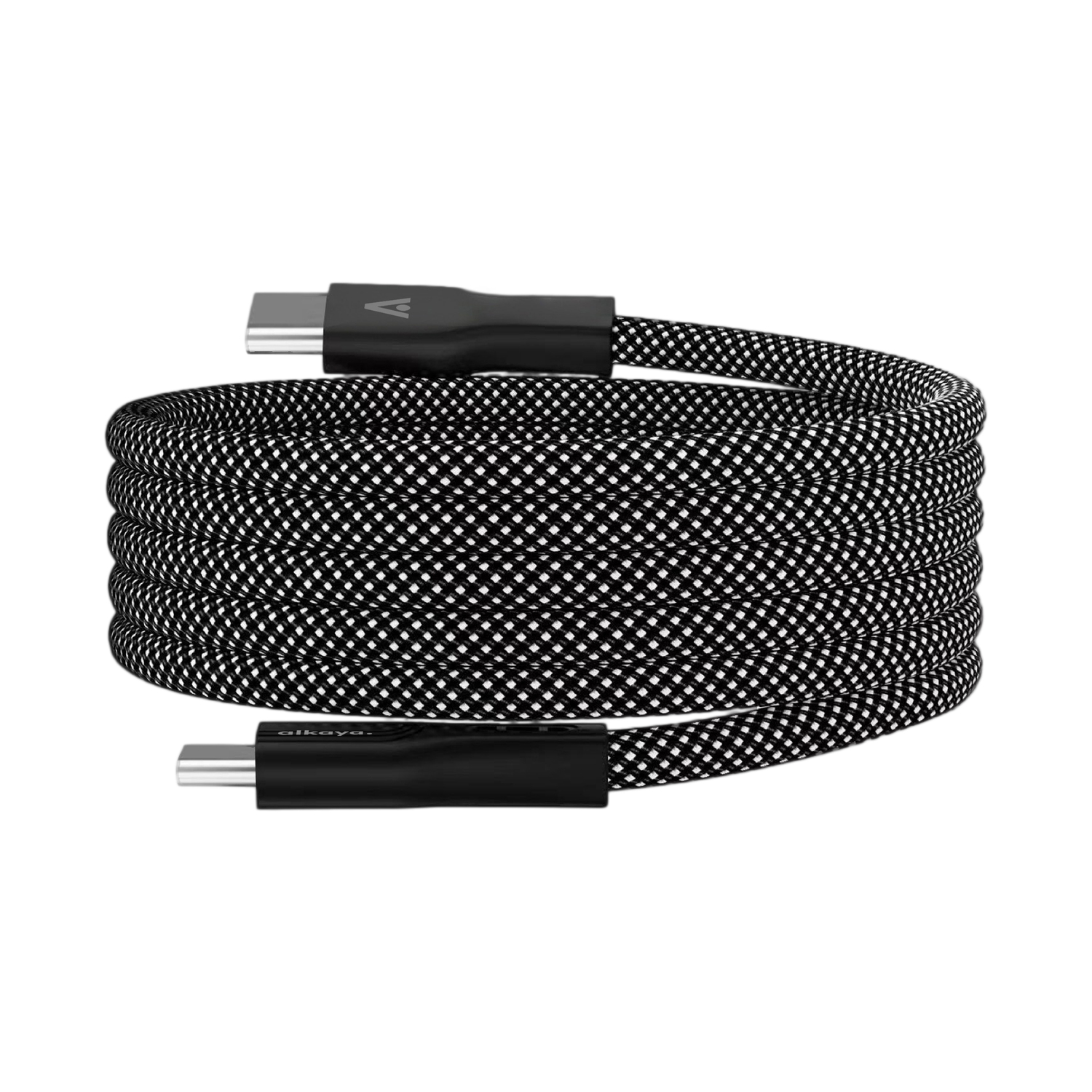 alkaya. | Speed Flex | Magnetisches Datenkabel | Geflochten | USB C+C, schwarz, 1 Meter