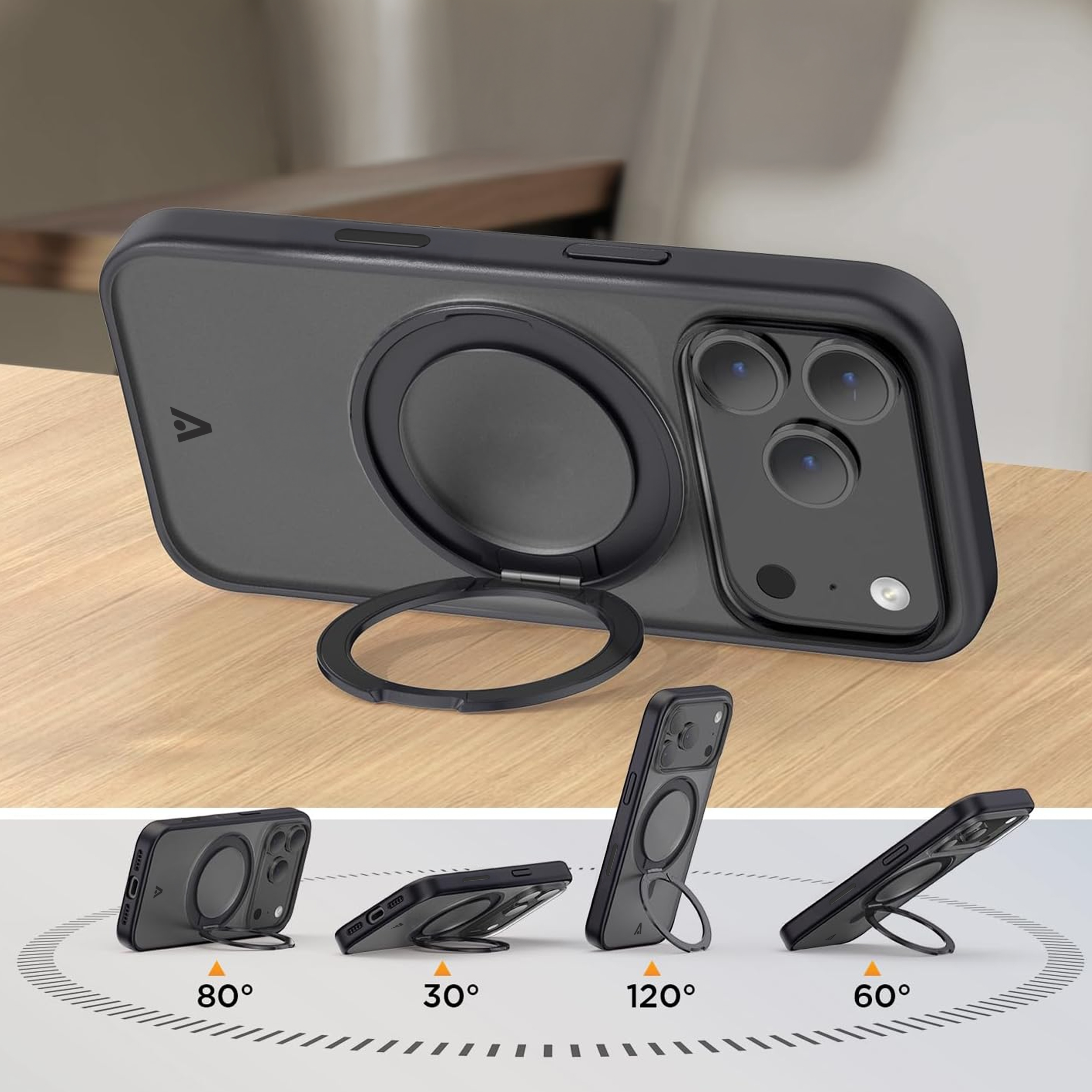 alkaya. | LUCID 360 FlexStand Case kompatibel mit Magsafe schwarz, iPhone 17 Pro