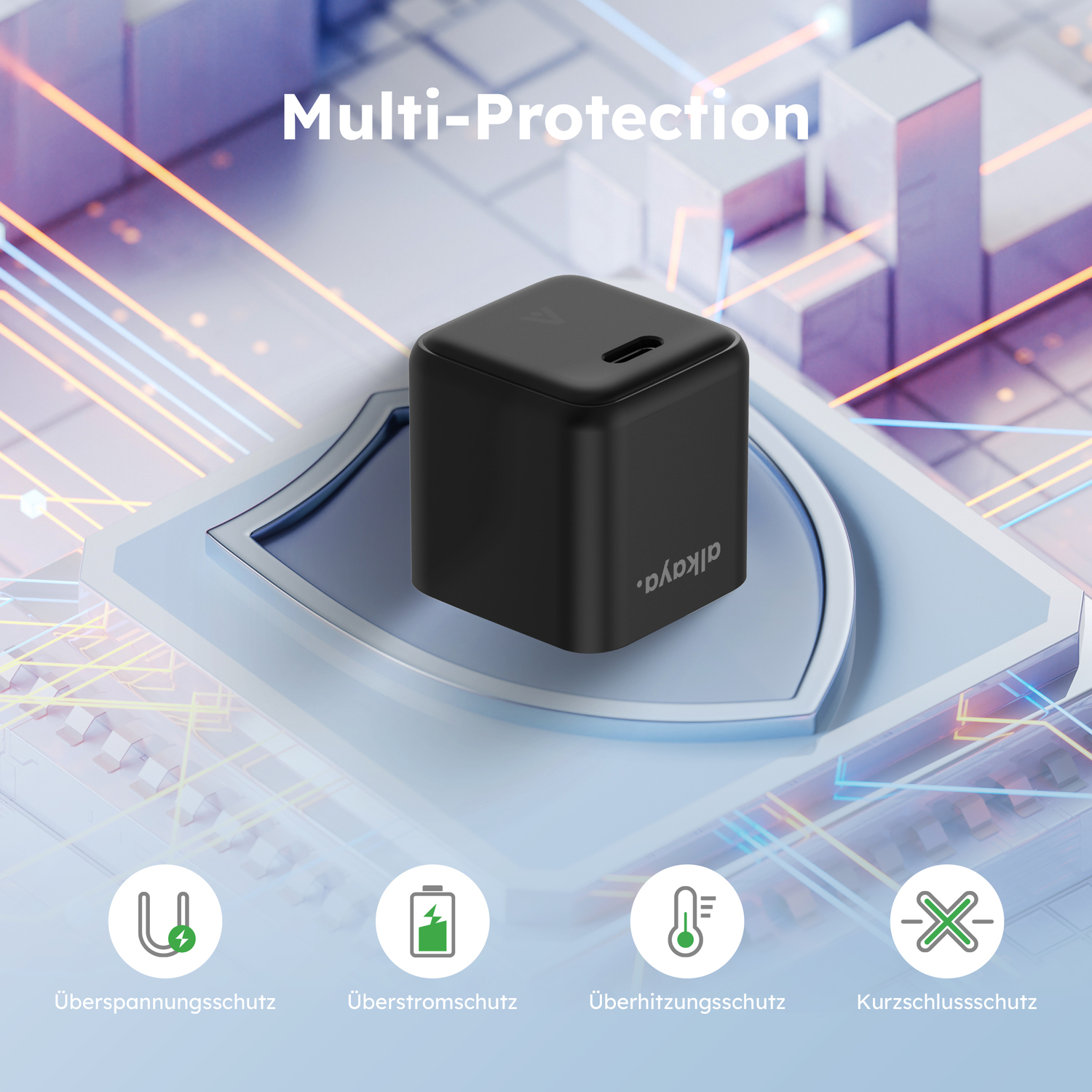 alkaya. | NEXUS | Ladegerät mit GaN Technologie | 20W Schwarz, USB C