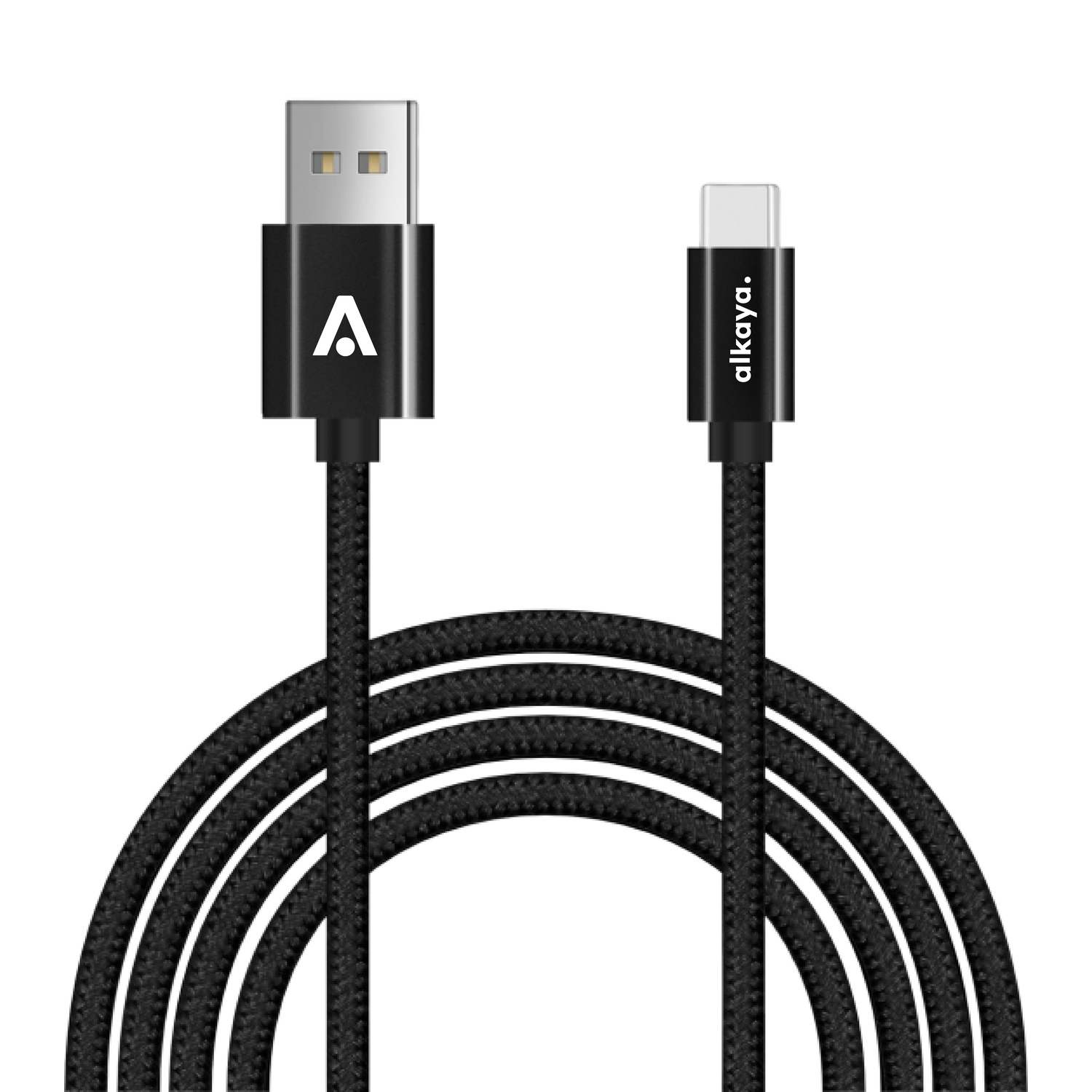 alkaya. | Speed Flex | Datenkabel | Geflochten | USB A+C schwarz, 1Meter