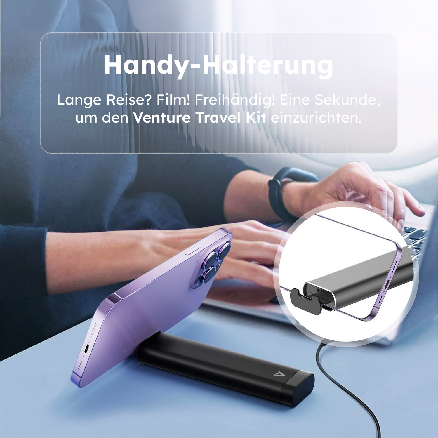 alkaya. | Venture | Travel Kit - Aluminium Gehäuse mit Kabel und Adaptern für alle Anschlüsse inkl Stand