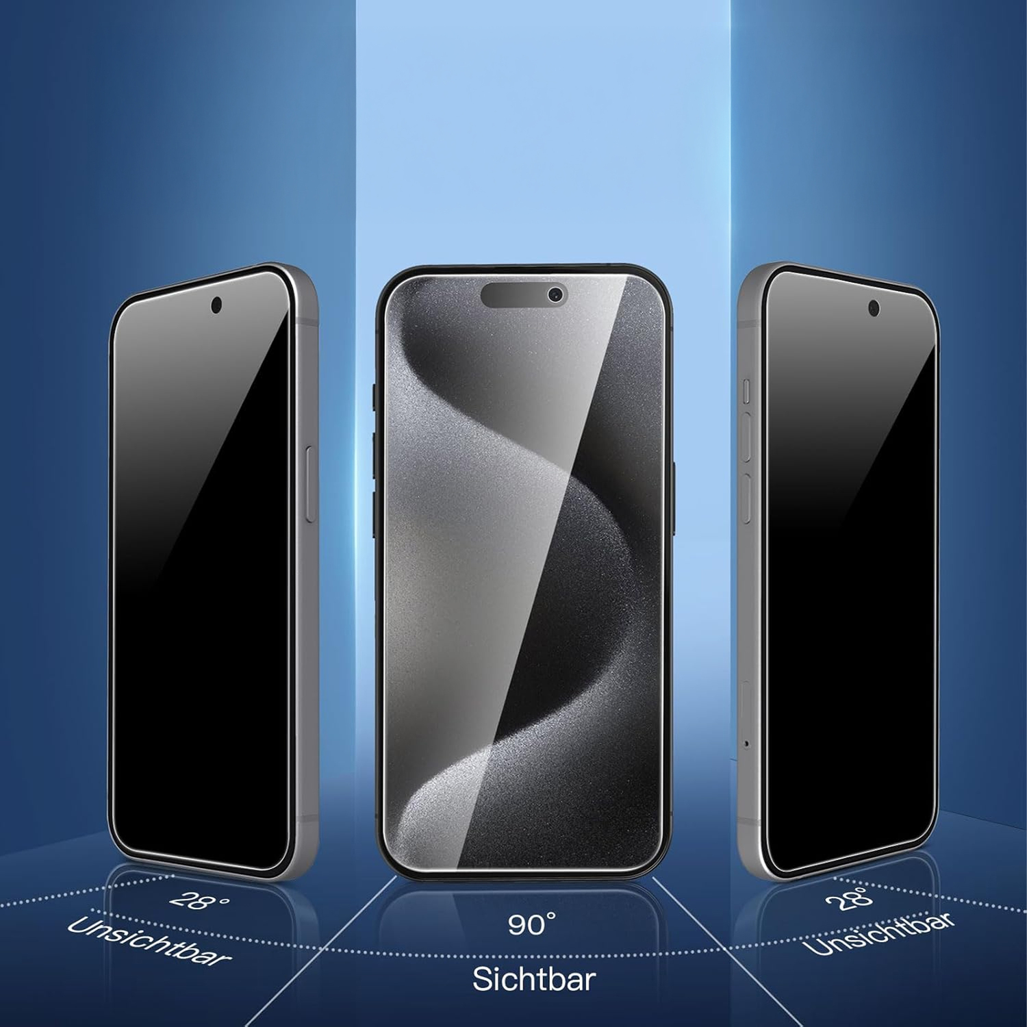 alkaya. | A Shield | Display-Sichtschutzglas | 3D Full Cover | Privacy, iPhone 15 Pro