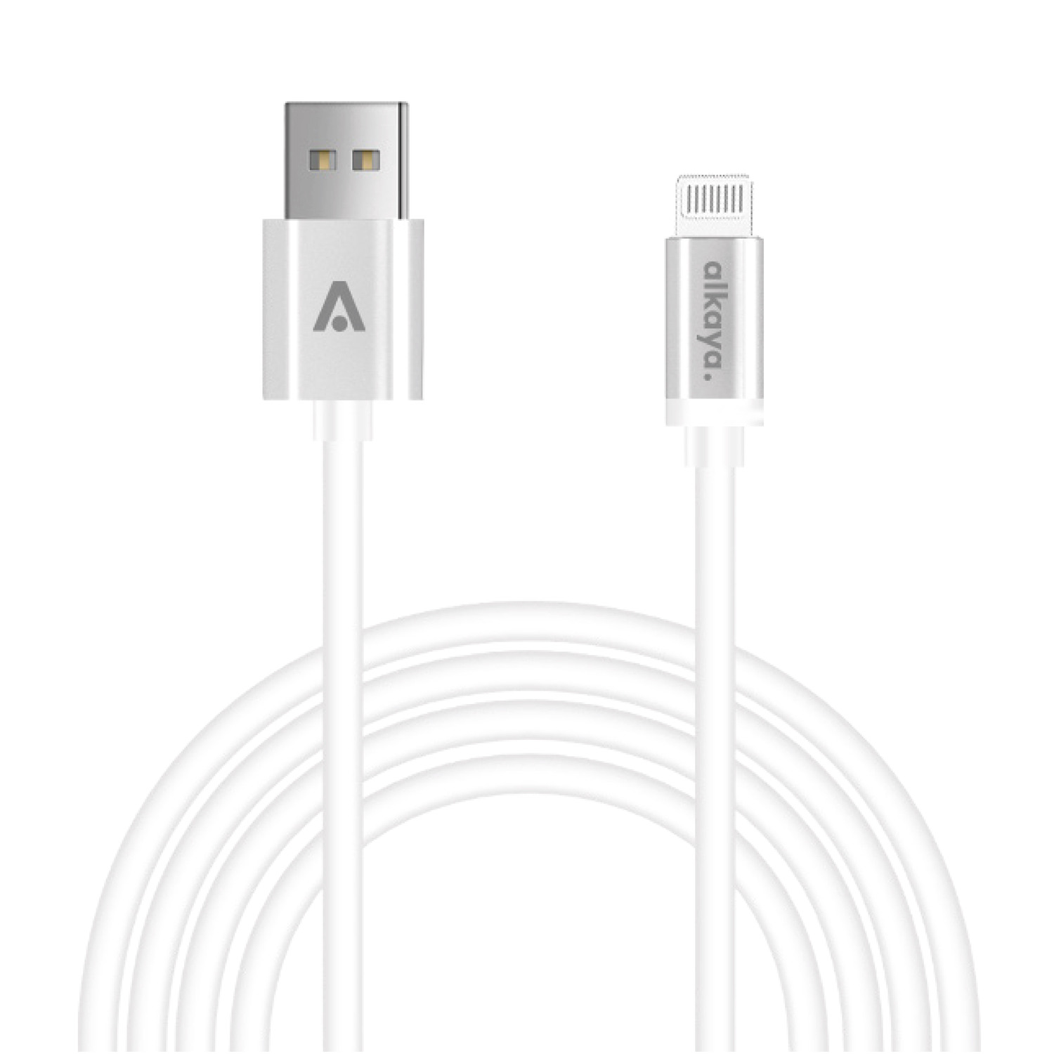 alkaya. | Speed Flex | 2 in 1 Datenkabel | Hochglanz | USB A+L Weiß, 1 Meter