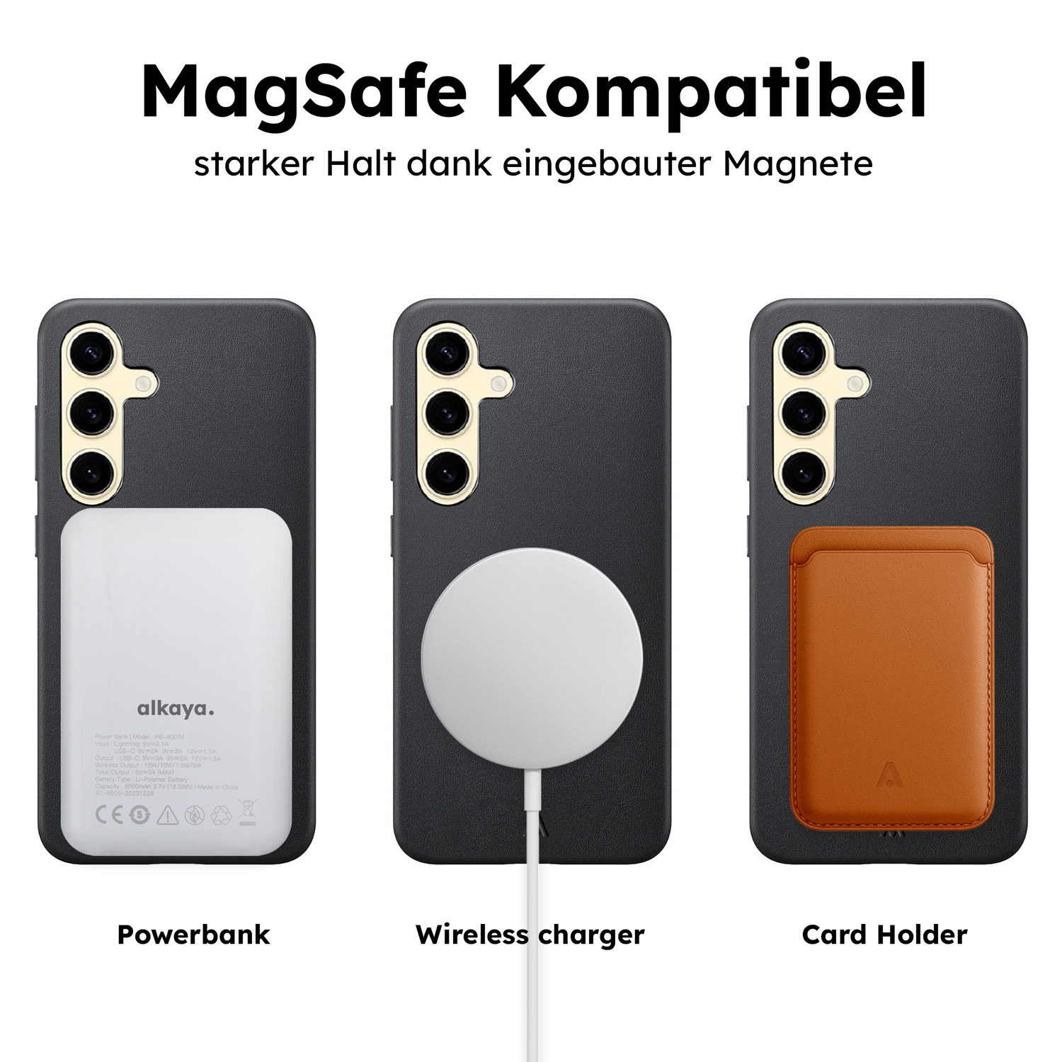 alkaya. | LUCID Pu Leather Case kompatibel mit Magsafe  schwarz, Samsung S25