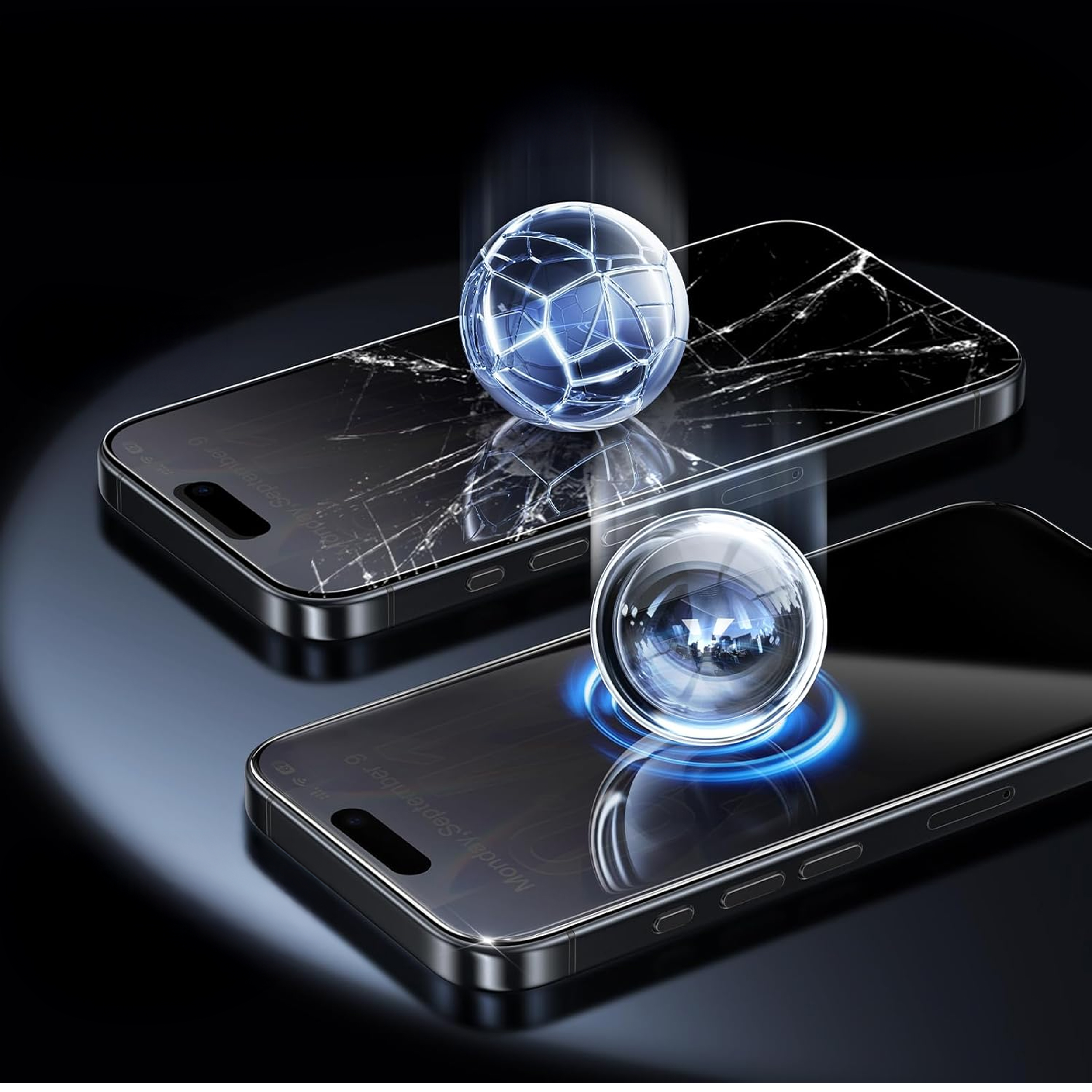 alkaya. | A Shield | Displayschutzglass | 3D Full Cover, Privacy, iPhone 17 / 17 Pro