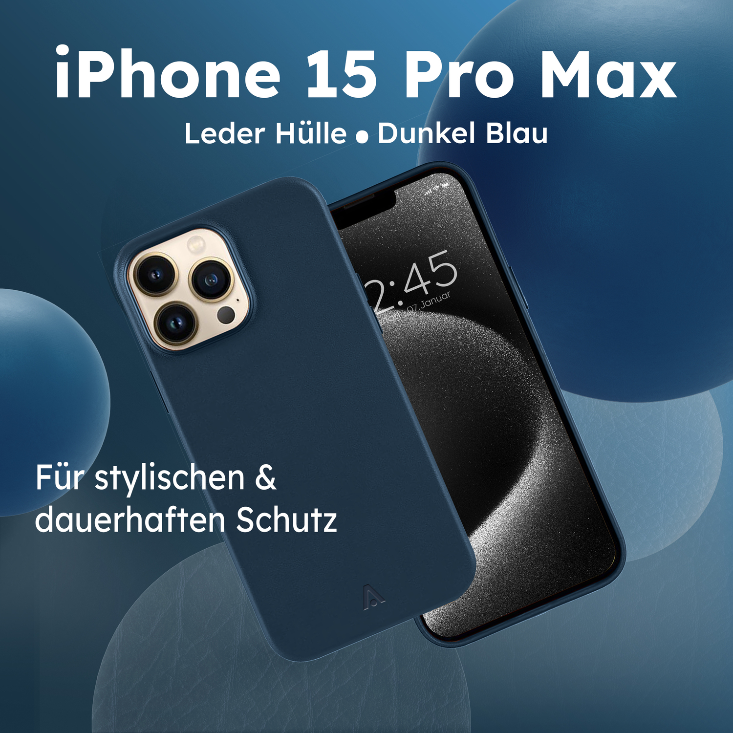 alkaya. | LUCID Pu Leather Case kompatibel mit Magsafe dunkel blau, iPhone 15 Pro Max