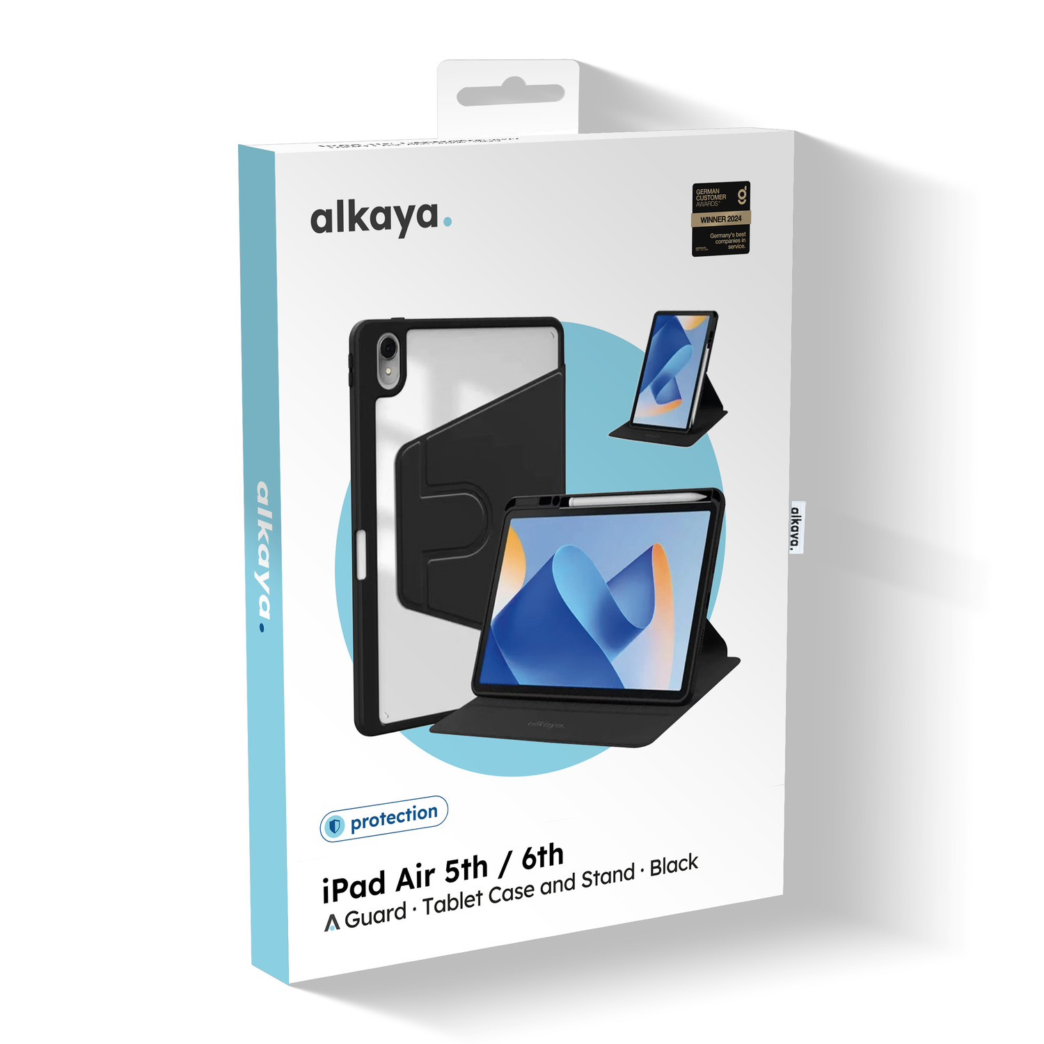 alkaya. | LUCID iPad Schutzhülle 360 FlexStand Case schwarz, iPad Air series 4/5/6/7