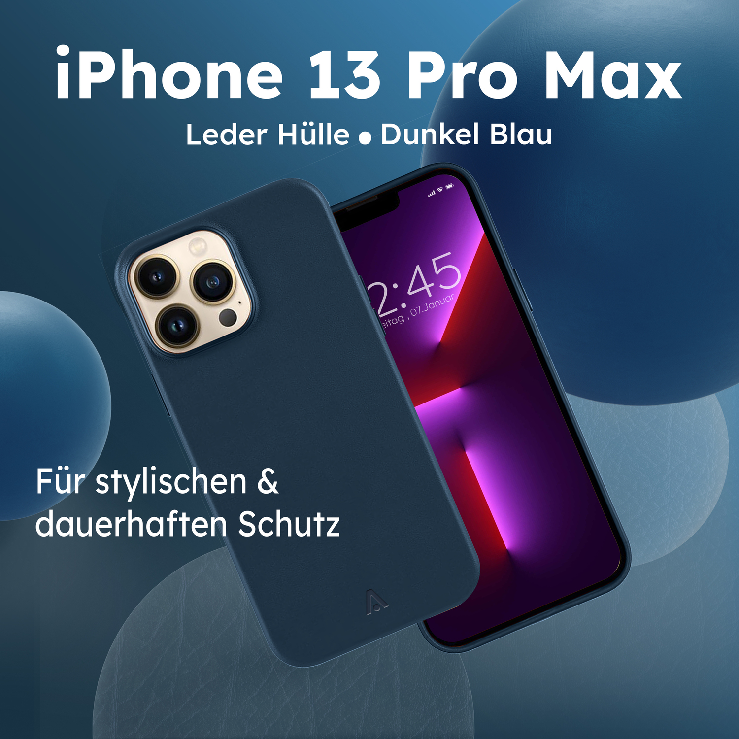 alkaya. | LUCID Pu Leather Case kompatibel mit Magsafe dunkel blau, iPhone 13 Pro Max