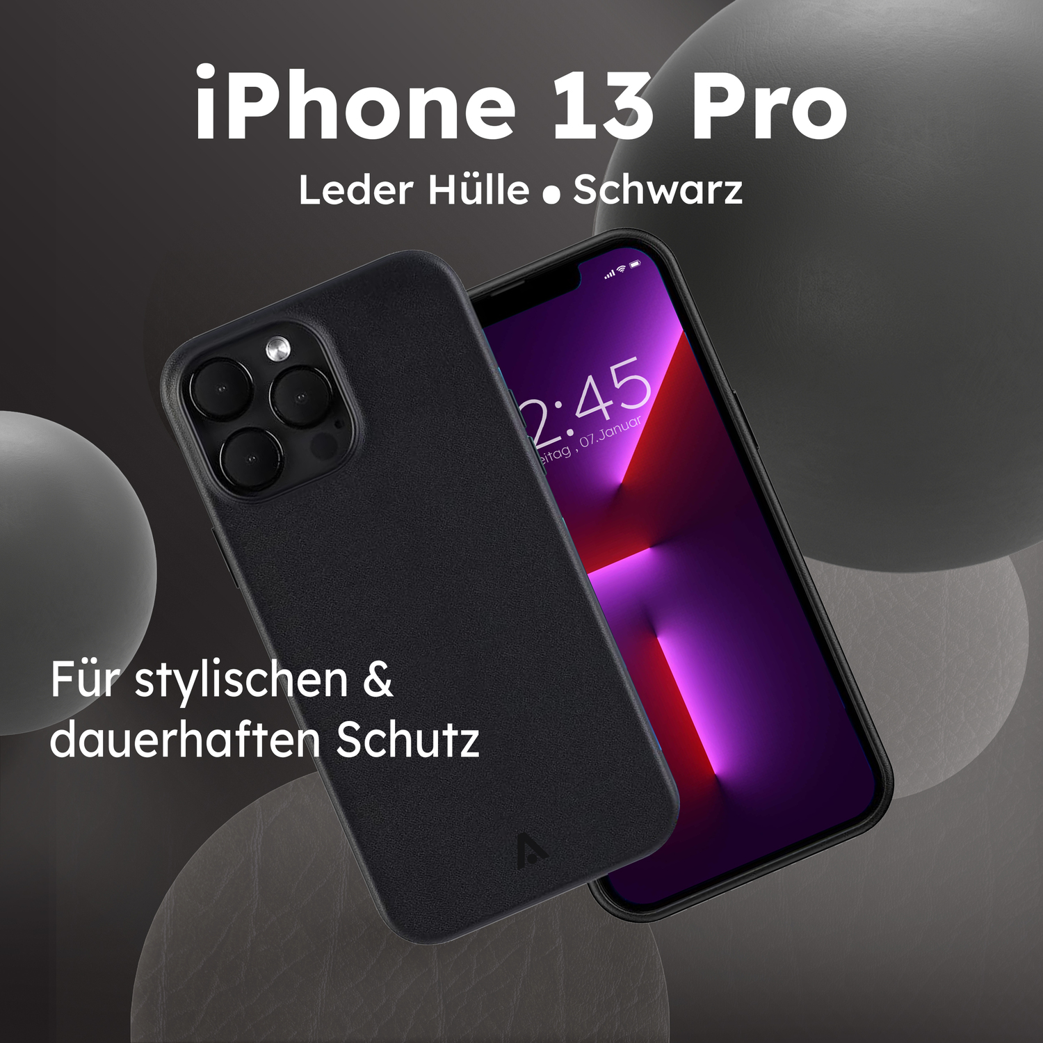 alkaya. | LUCID Pu Leather Case kompatibel mit Magsafe schwarz, iPhone 13 Pro