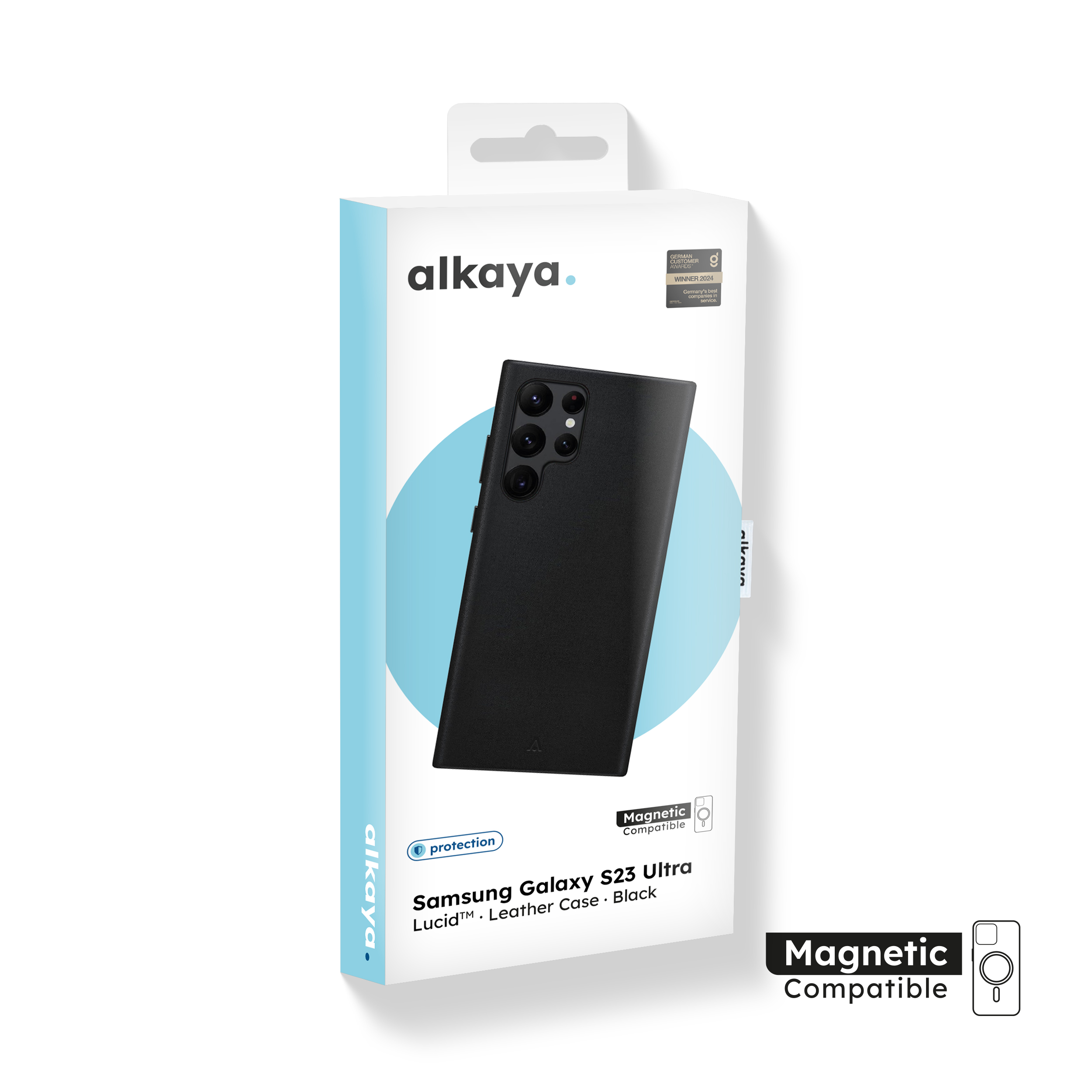 alkaya. | LUCID Pu Leather Case kompatibel mit Magsafe schwarz, Samsung S23 Ultra