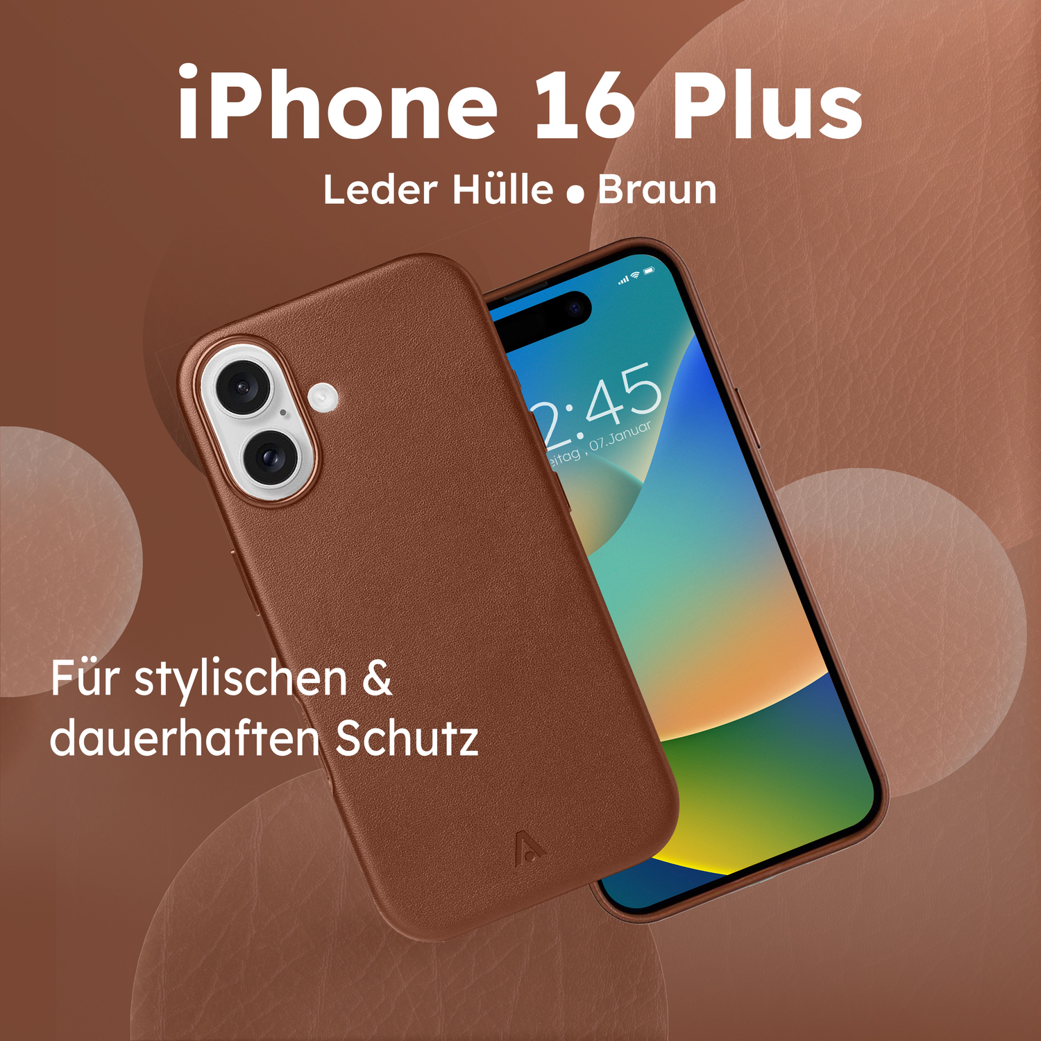alkaya. | LUCID PU Leather Case kompatibel mit Magsafe braun, iPhone 16 Plus