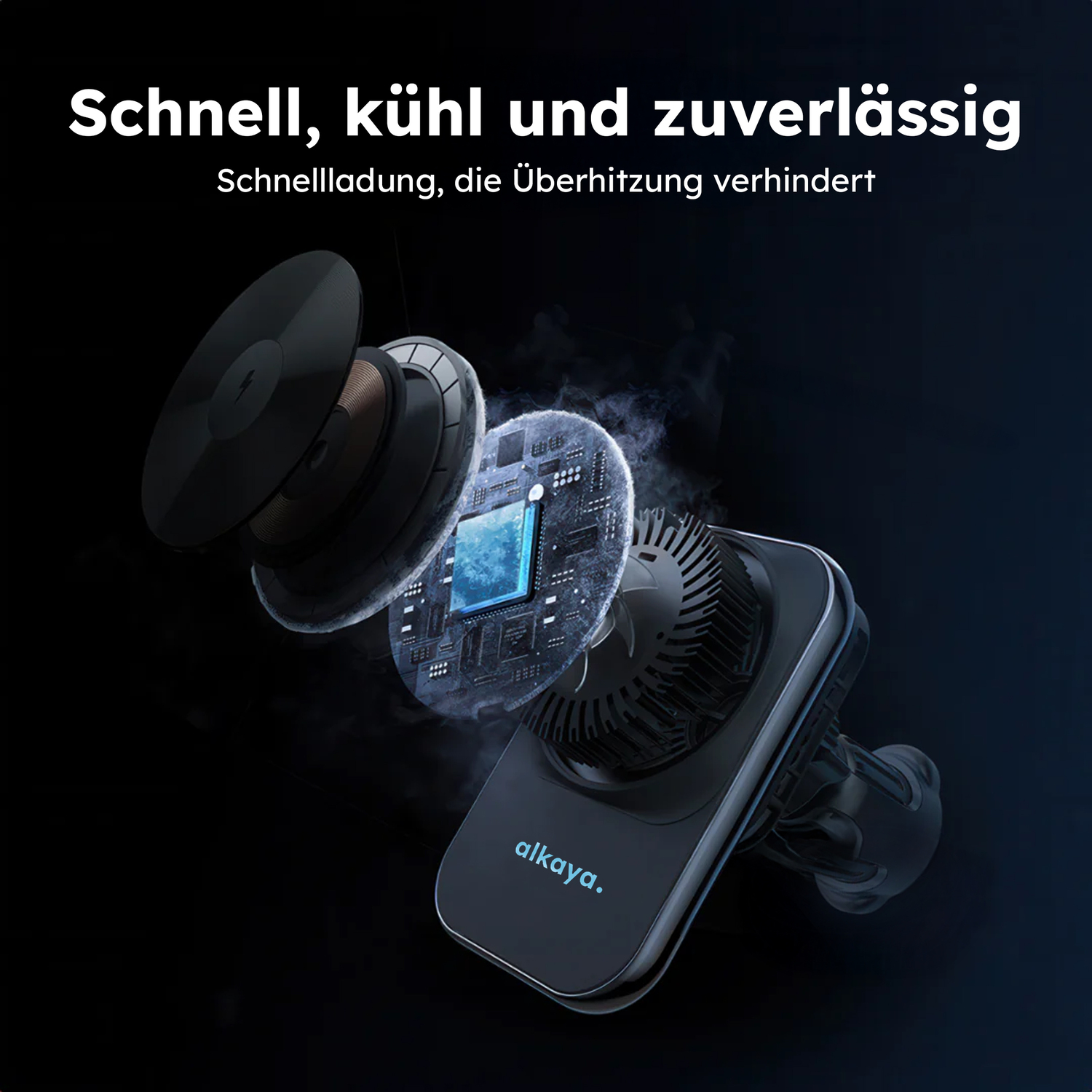 alkaya. | Breeze | Wireless KFZ Ladegerät kompatibel mit Magsafe, schwarz