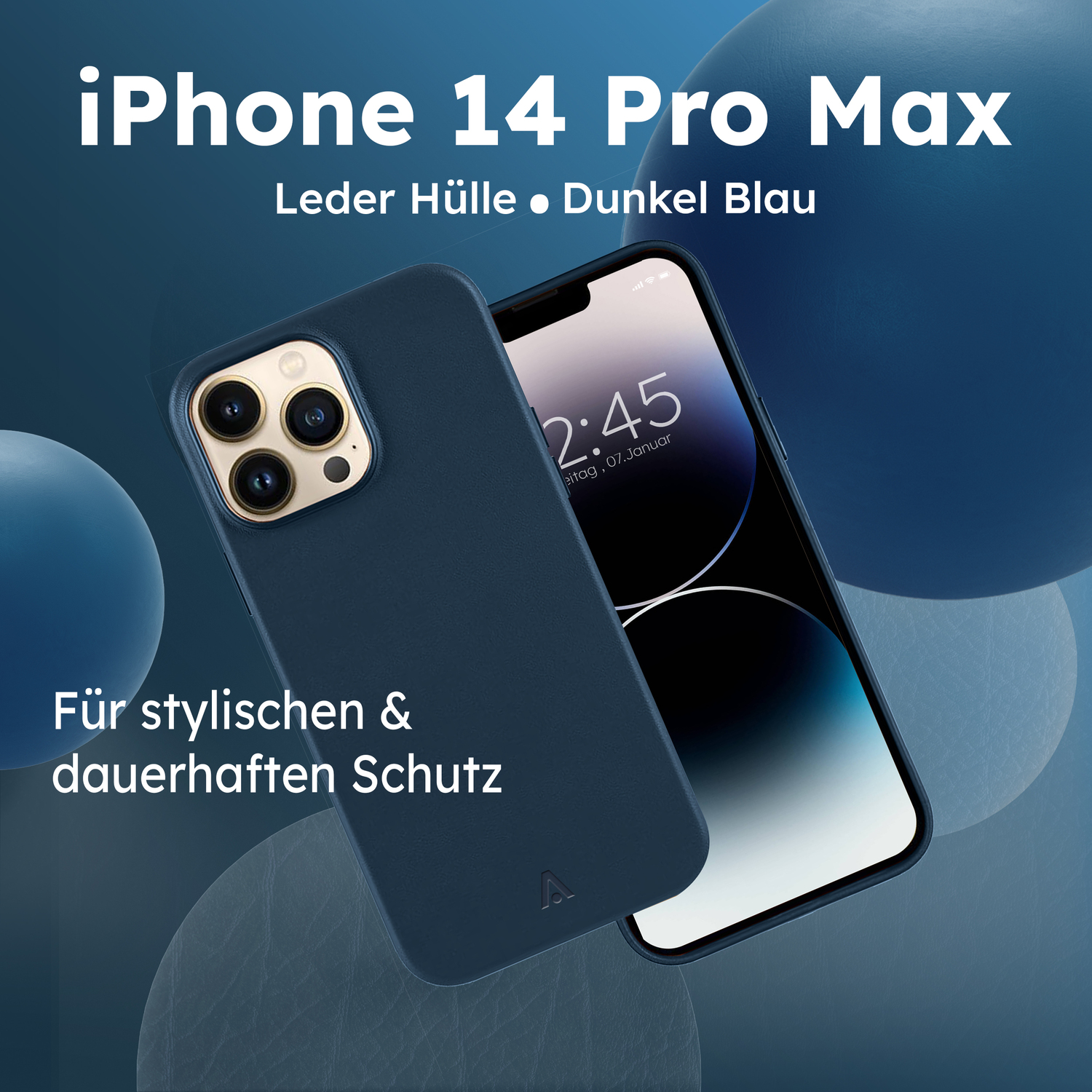 alkaya. | LUCID Pu Leather Case kompatibel mit Magsafe dunkel blau, iPhone 14 Pro Max
