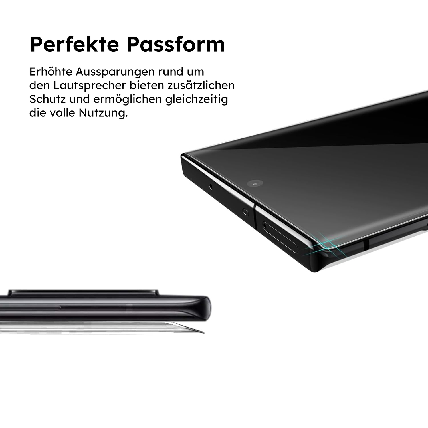 alkaya. | A Shield | Displayschutzglas | 3D Full Cover transparent, Samsung Galxy S23 Ultra