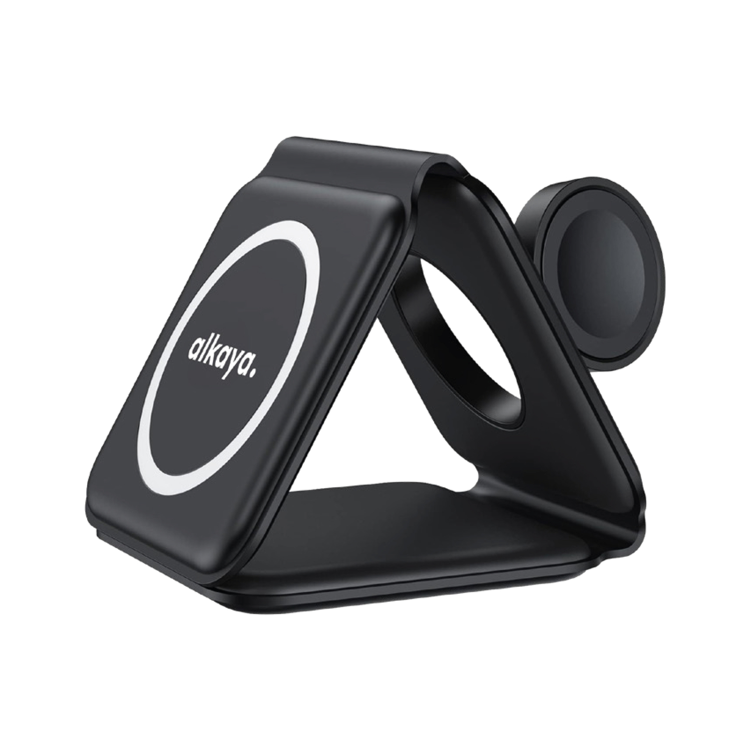 alkaya. | Flex Fold | Reise Ladegerät Faltbar 3 in 1: Handy, Apple Watch und Headset, für MagSafe-Zubehör geeignet Schwarz