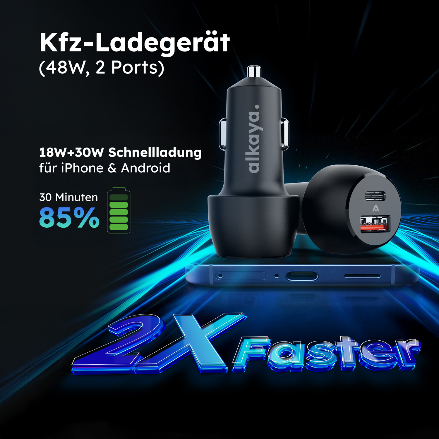 alkaya. | Nexus KFZ schnellladegerät für Zigaretten Anzünder / 12 Volt Anschluss