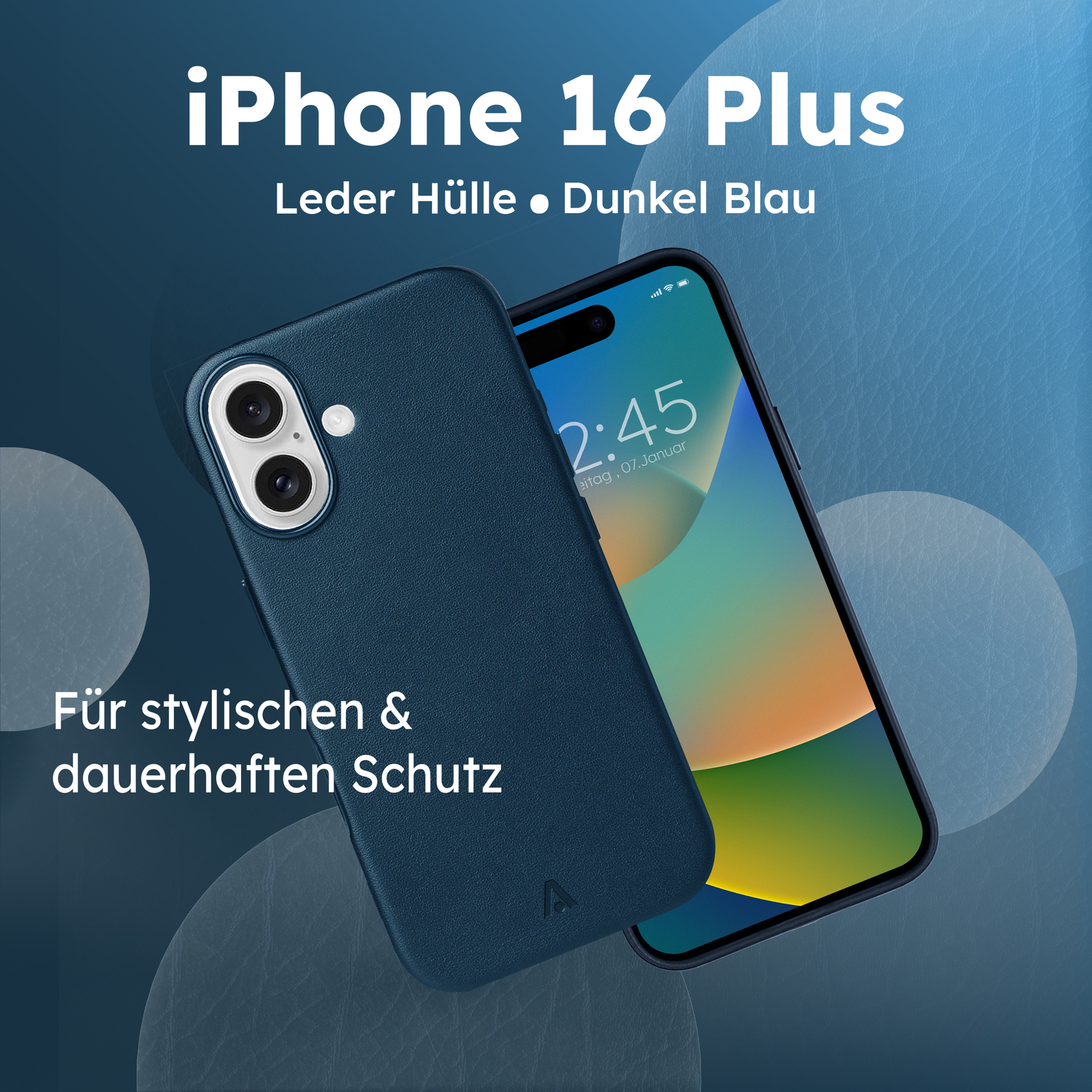 alkaya. | LUCID PU Leather Case kompatibel mit Magsafe blau, iPhone 16 Plus