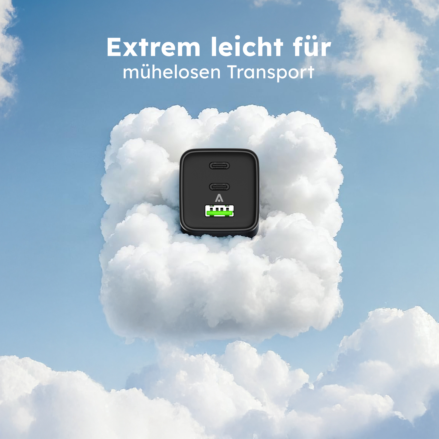 alkaya. | NEXUS | Ladegerät mit GaN Technologie | 65W Schwarz, USB C+C+A