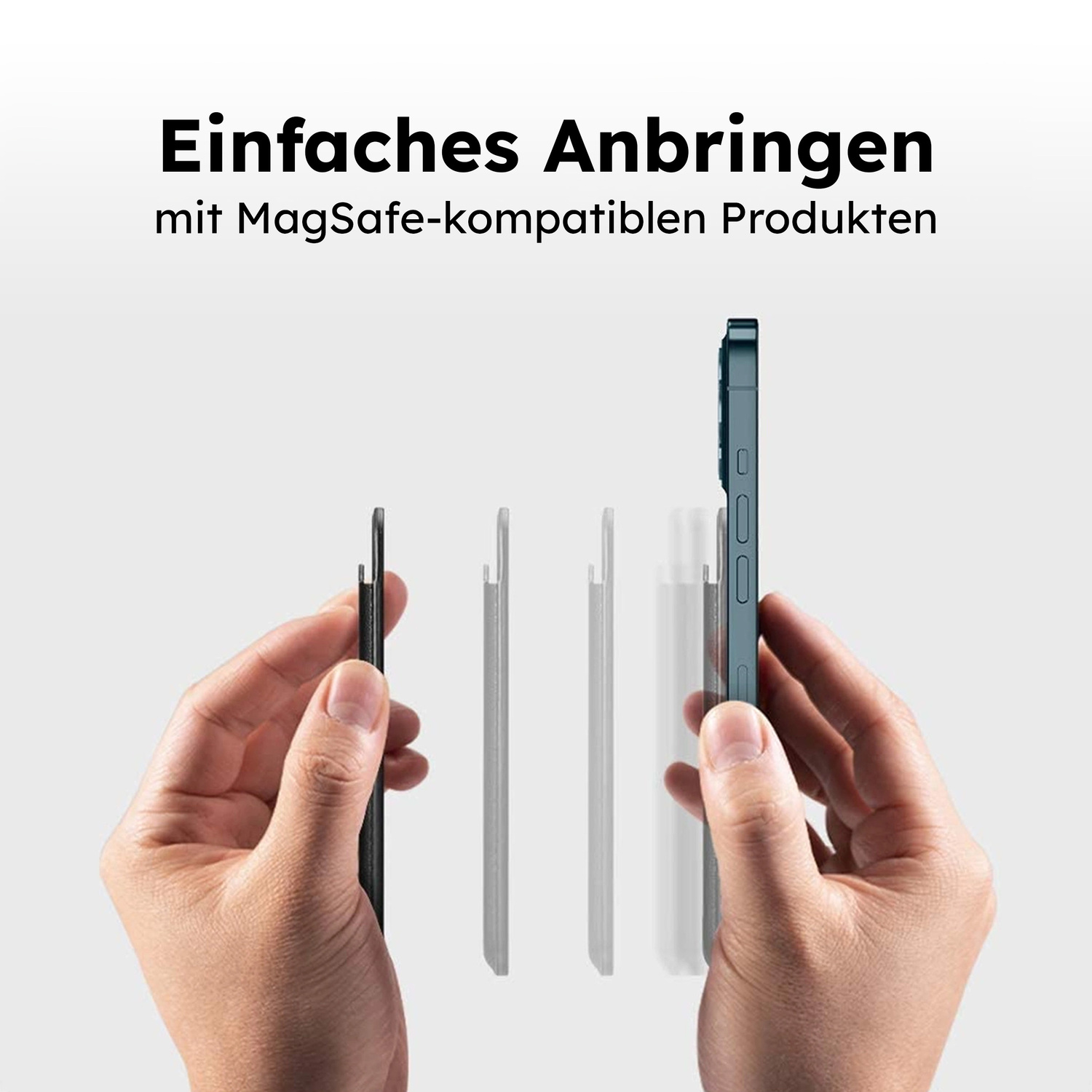 alkaya. | Cardy | Card Holder für bis zu 3 Karten unterstützt MagSafe-Technologie, schwarz