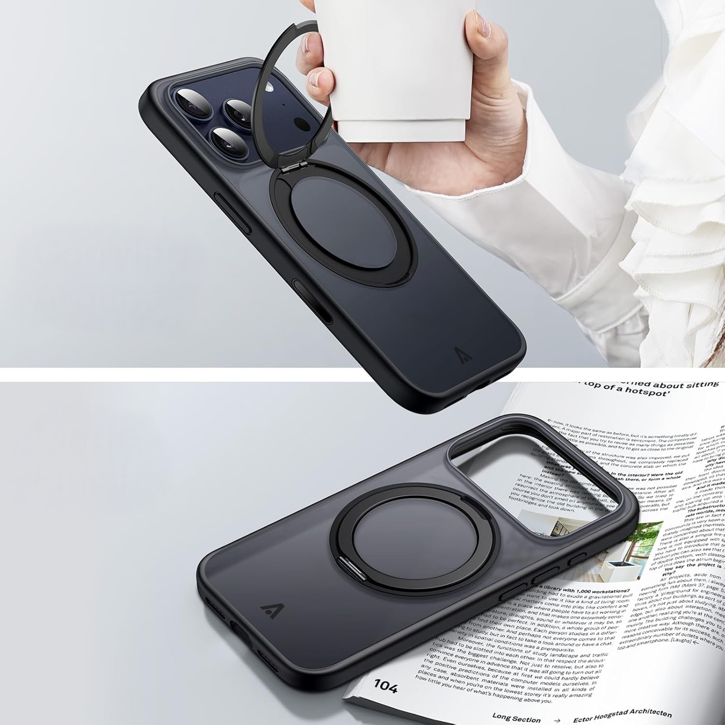 alkaya. | LUCID 360 FlexStand Case kompatibel mit Magsafe schwarz, iPhone 17 Pro Max