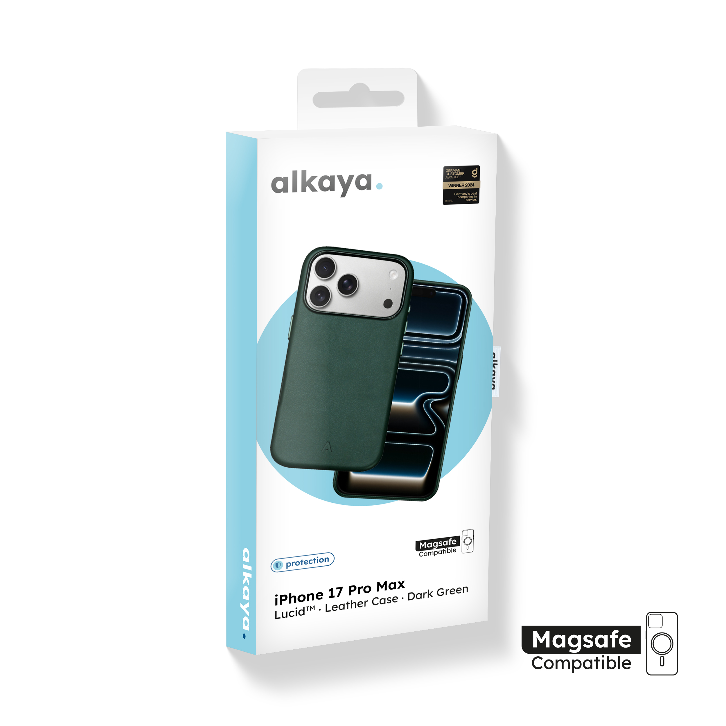 alkaya. | LUCID PU-Leder Case kompatibel mit Magsafe dunkelgrün, iPhone 17 Pro Max