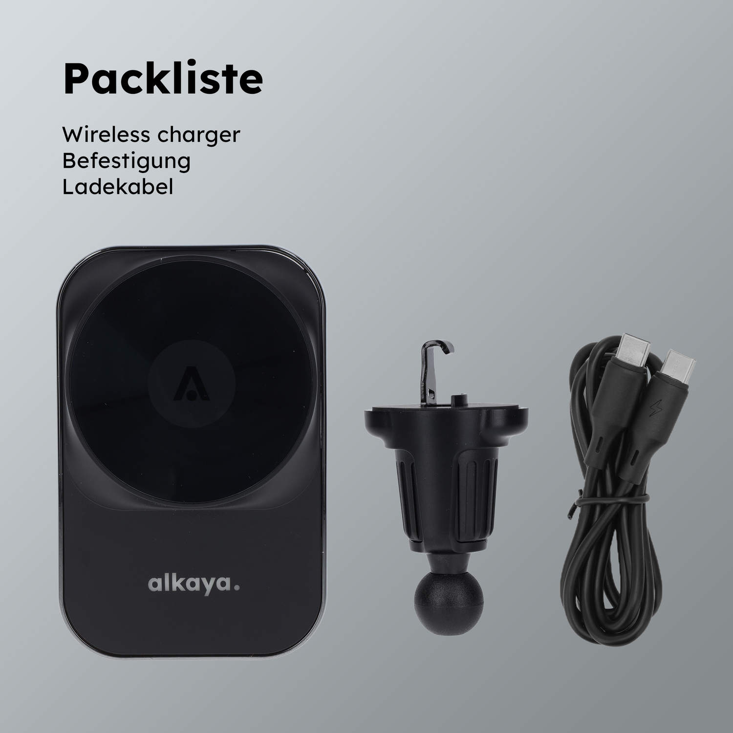 alkaya. | Breeze | Wireless KFZ Ladegerät kompatibel mit Magsafe, schwarz