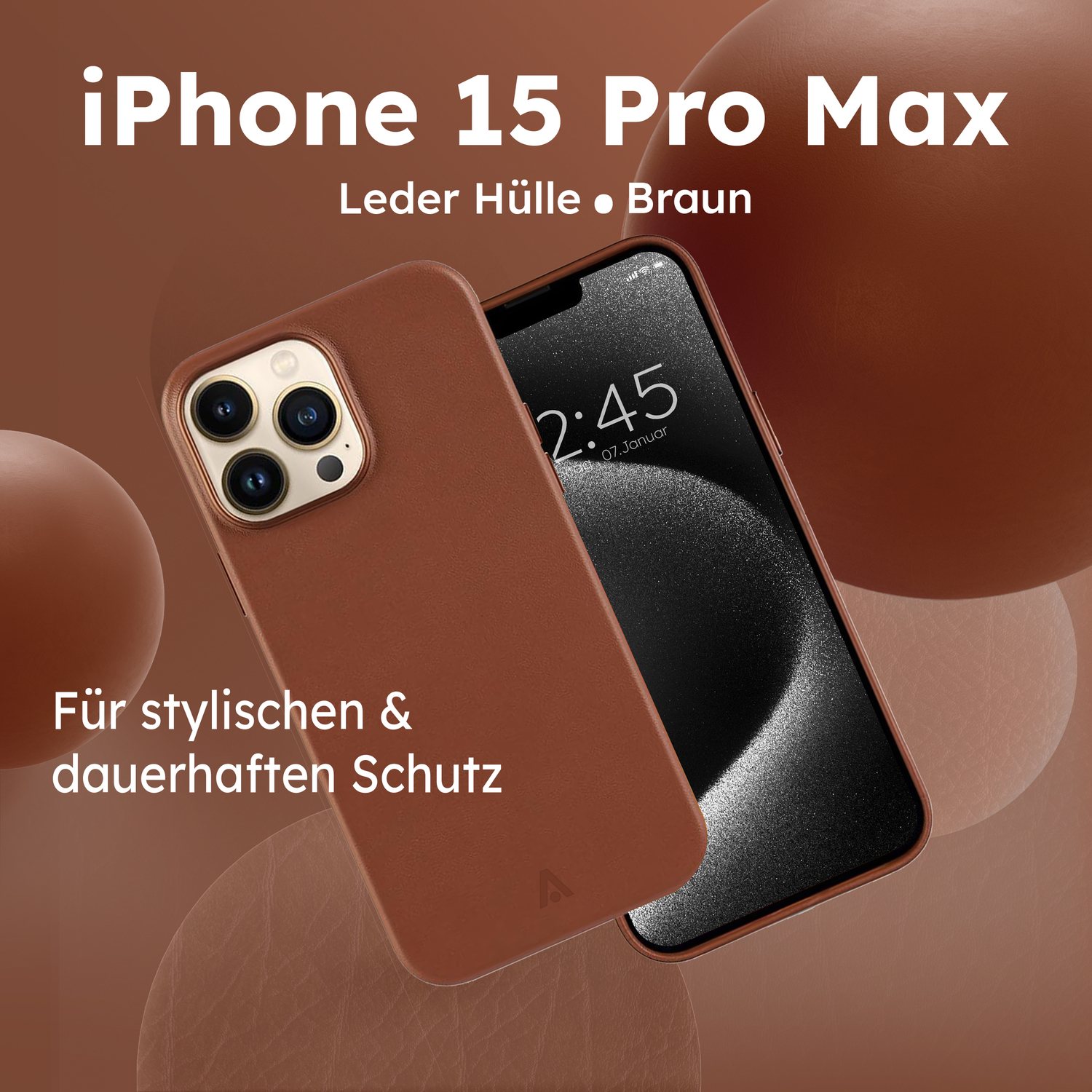 alkaya. | LUCID Pu Leather Case kompatibel mit Magsafe braun, iPhone 15 Pro Max