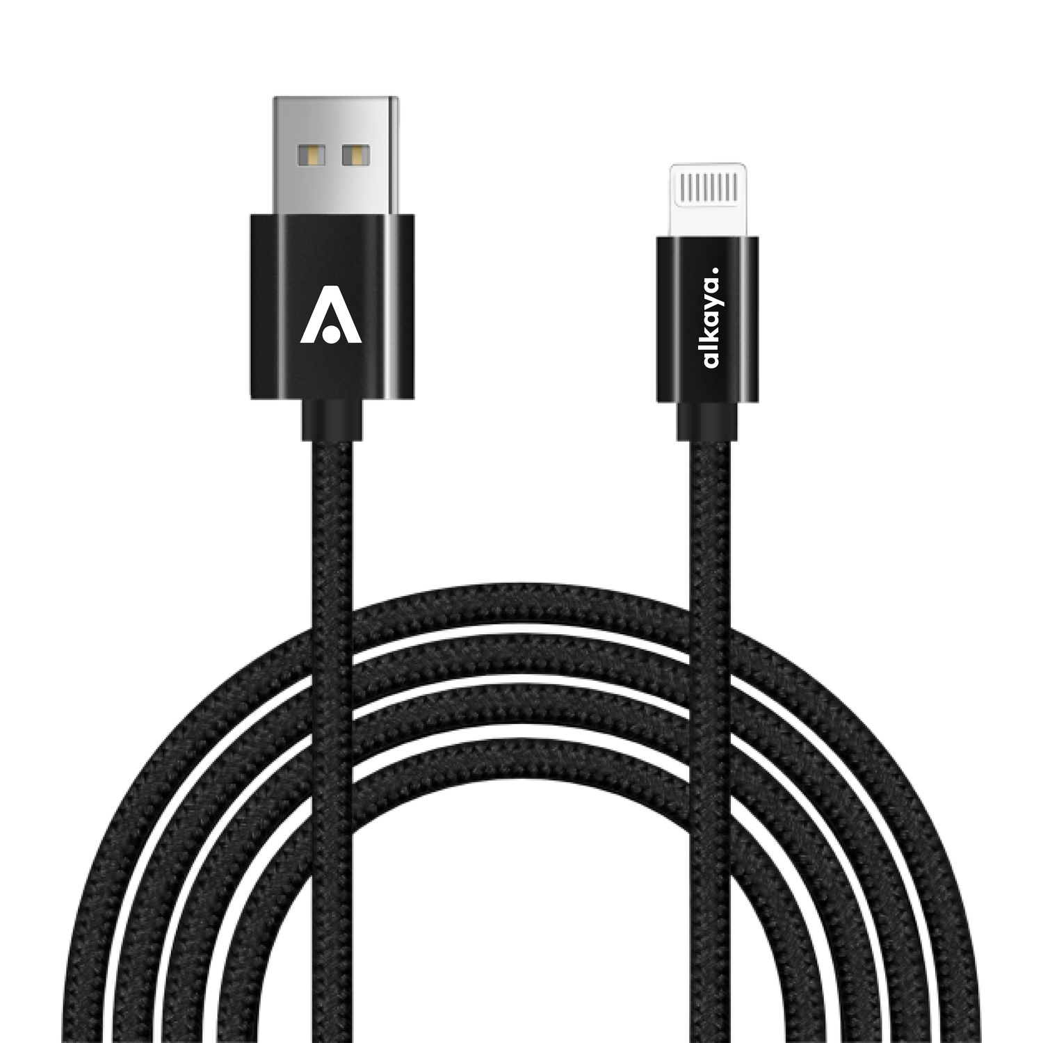 alkaya. | Speed Flex | Datenkabel | Geflochten | USB A+L schwarz, 1Meter