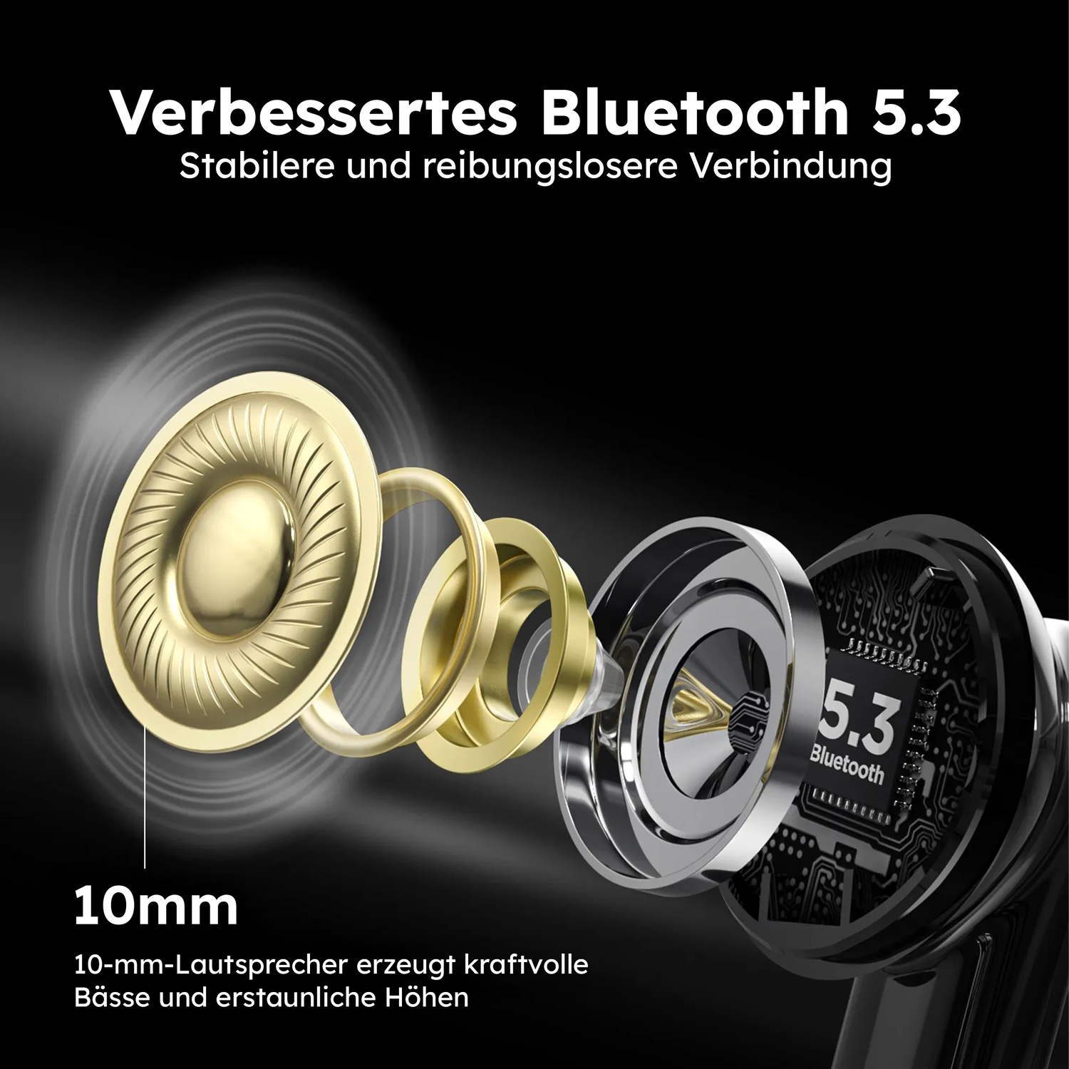 alkaya. | A Buds Quantum Sound | Bluetooth Kopfhörer | Display mit Ladestatus Schwarz