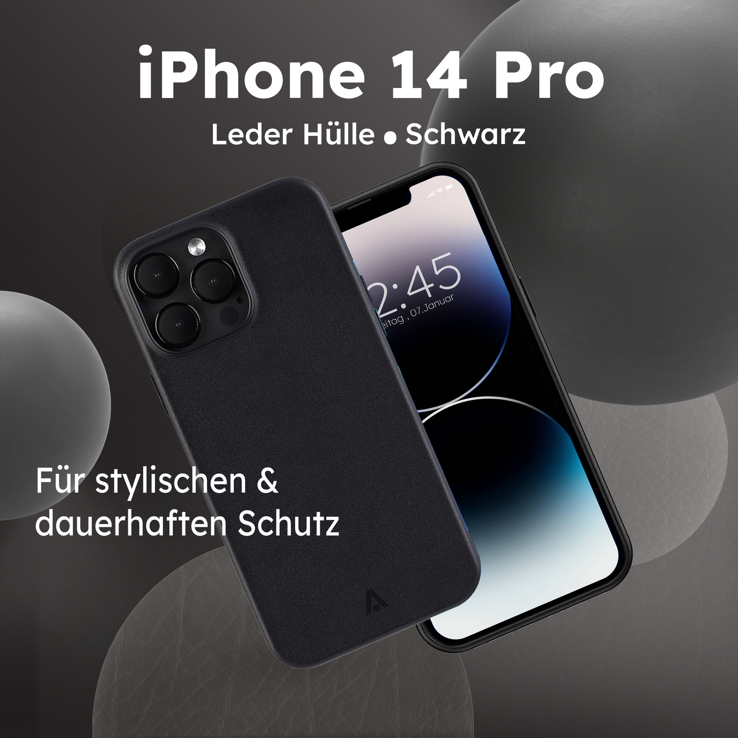 alkaya. | LUCID Pu Leather Case kompatibel mit Magsafe schwarz, iPhone 14 Pro