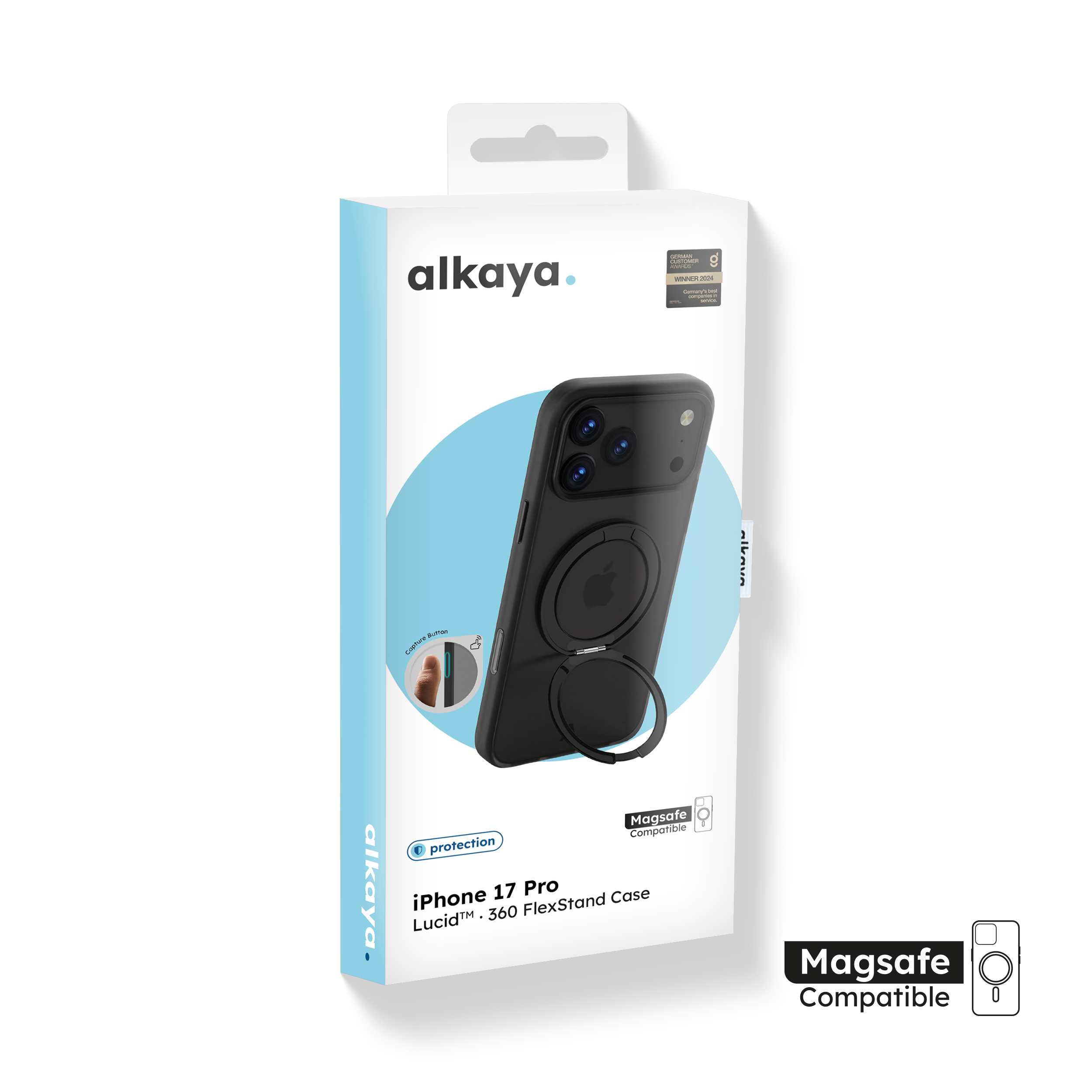 alkaya. | LUCID 360 FlexStand Case kompatibel mit Magsafe schwarz, iPhone 17 Pro