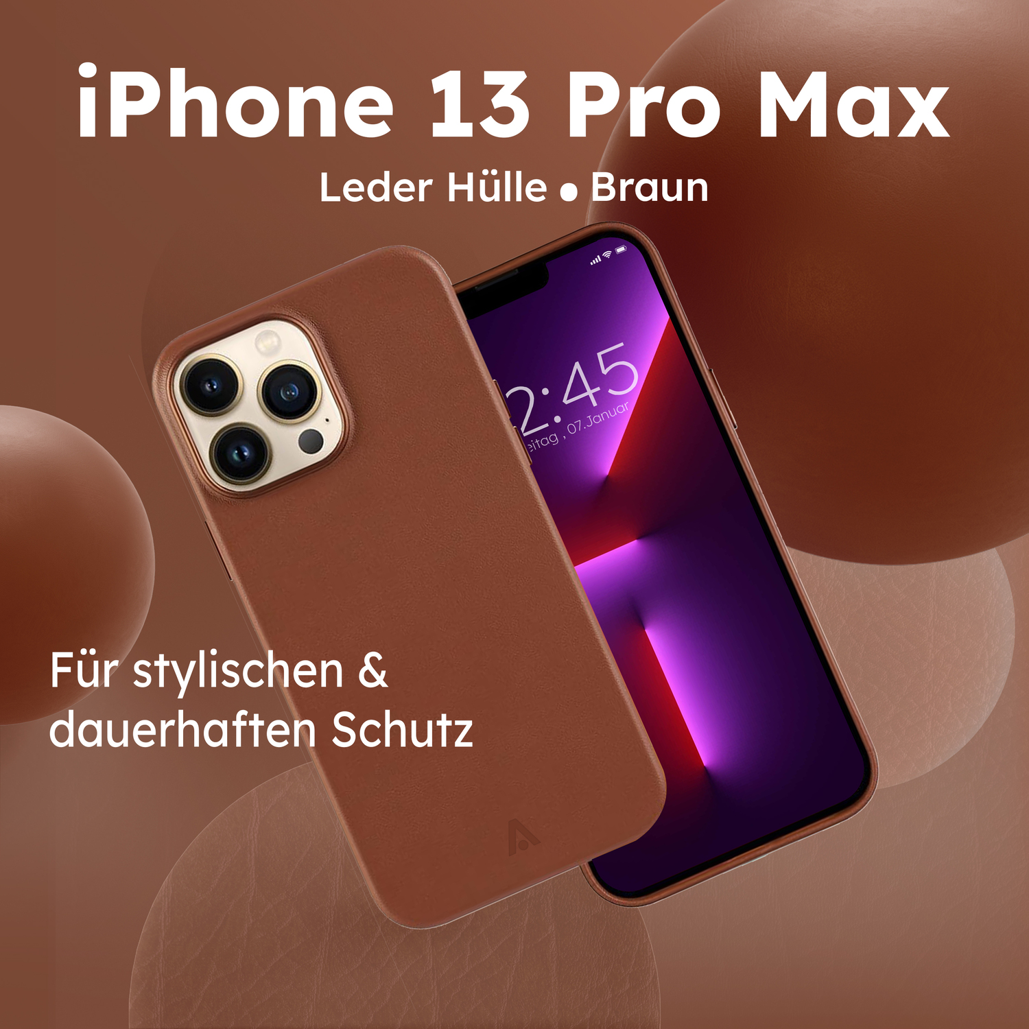 alkaya. | LUCID Pu Leather Case kompatibel mit Magsafe braun, iPhone 13 Pro Max
