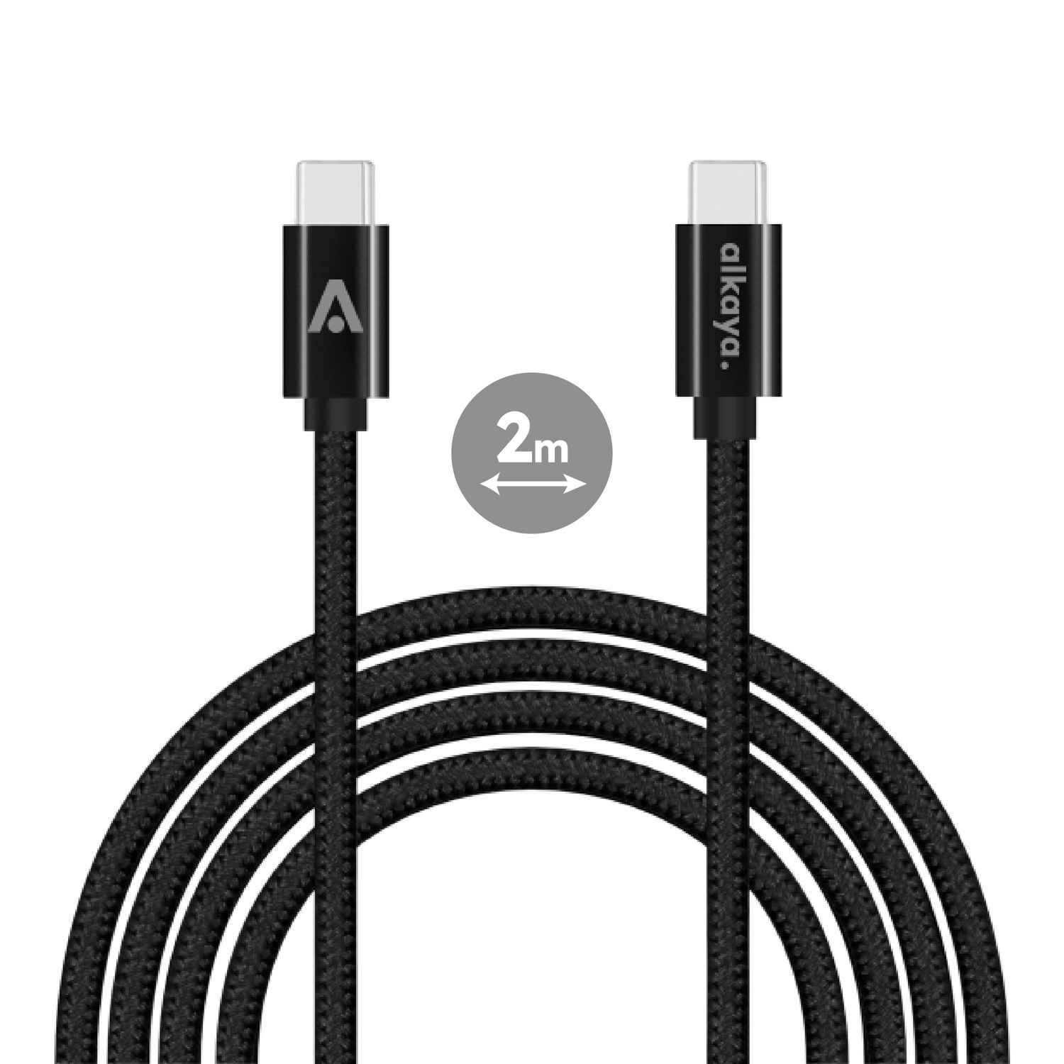 alkaya. | Speed Flex | Datenkabel | Geflochten | USB C+C 2m, Schwarz