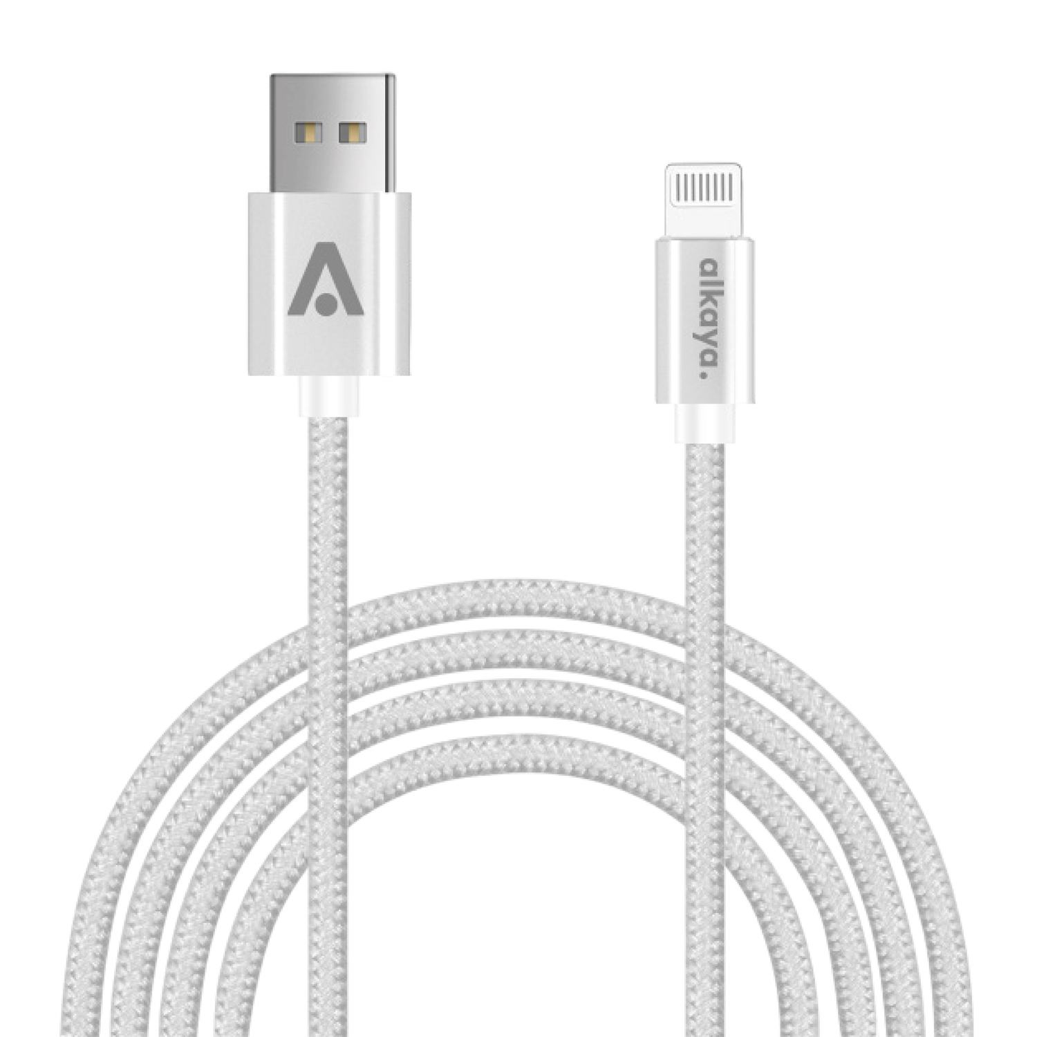 alkaya. | Speed Flex | Datenkabel | Geflochten | USB A+L Weiß, 1 Meter