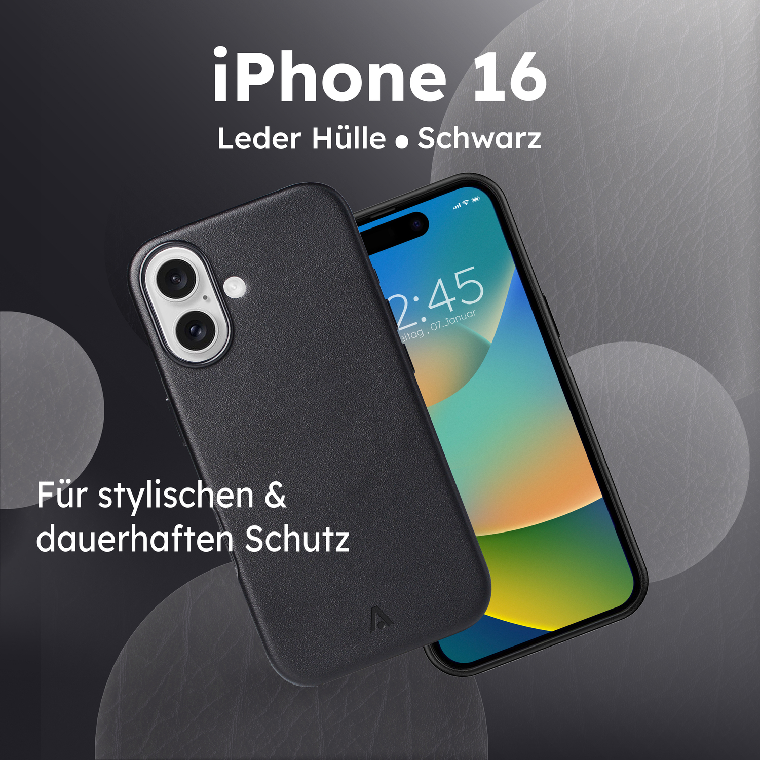 alkaya. | LUCID Pu Leather Case kompatibel mit Magsafe schwarz, iPhone 16