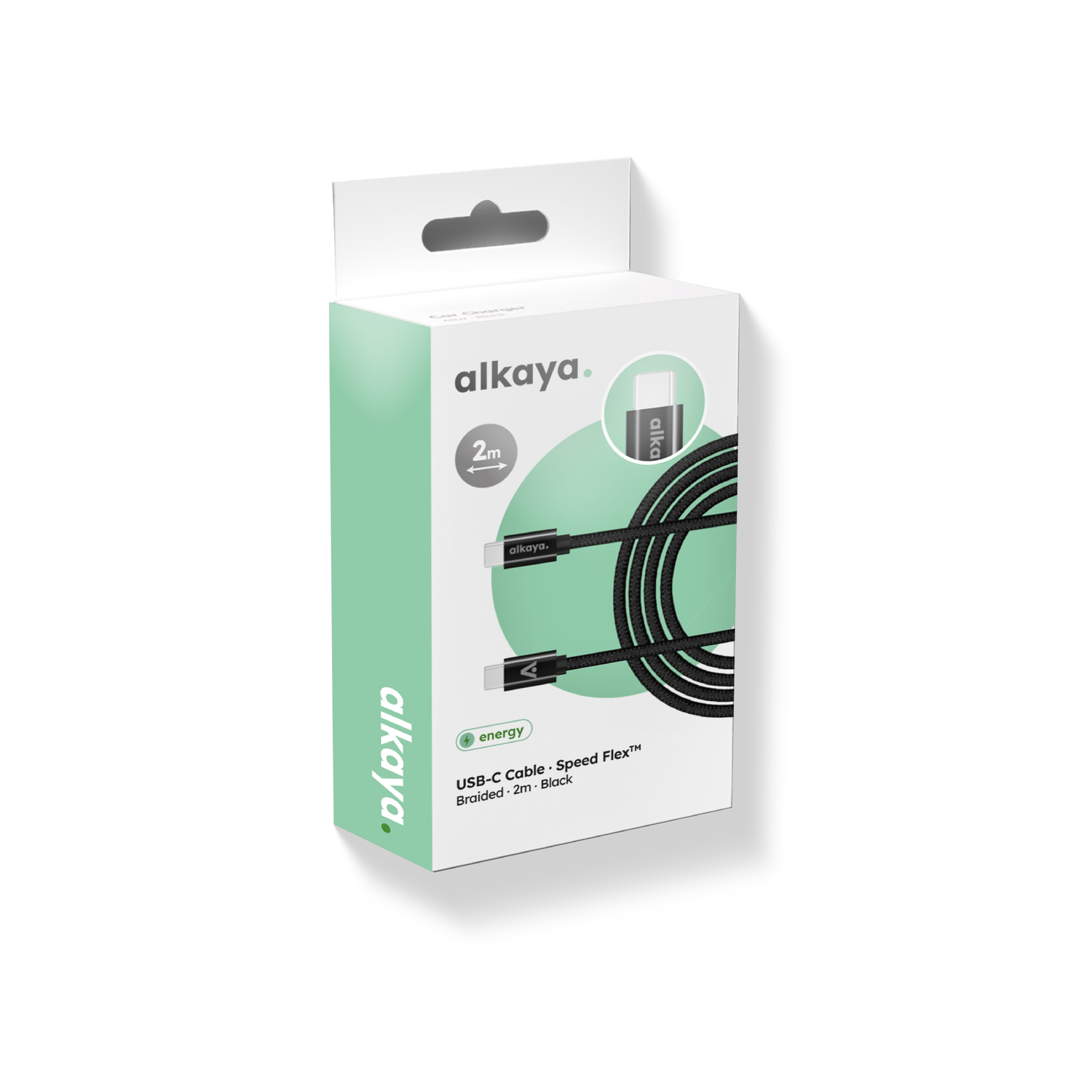 alkaya. | Speed Flex | Datenkabel | Geflochten | USB C+C 2m, Schwarz