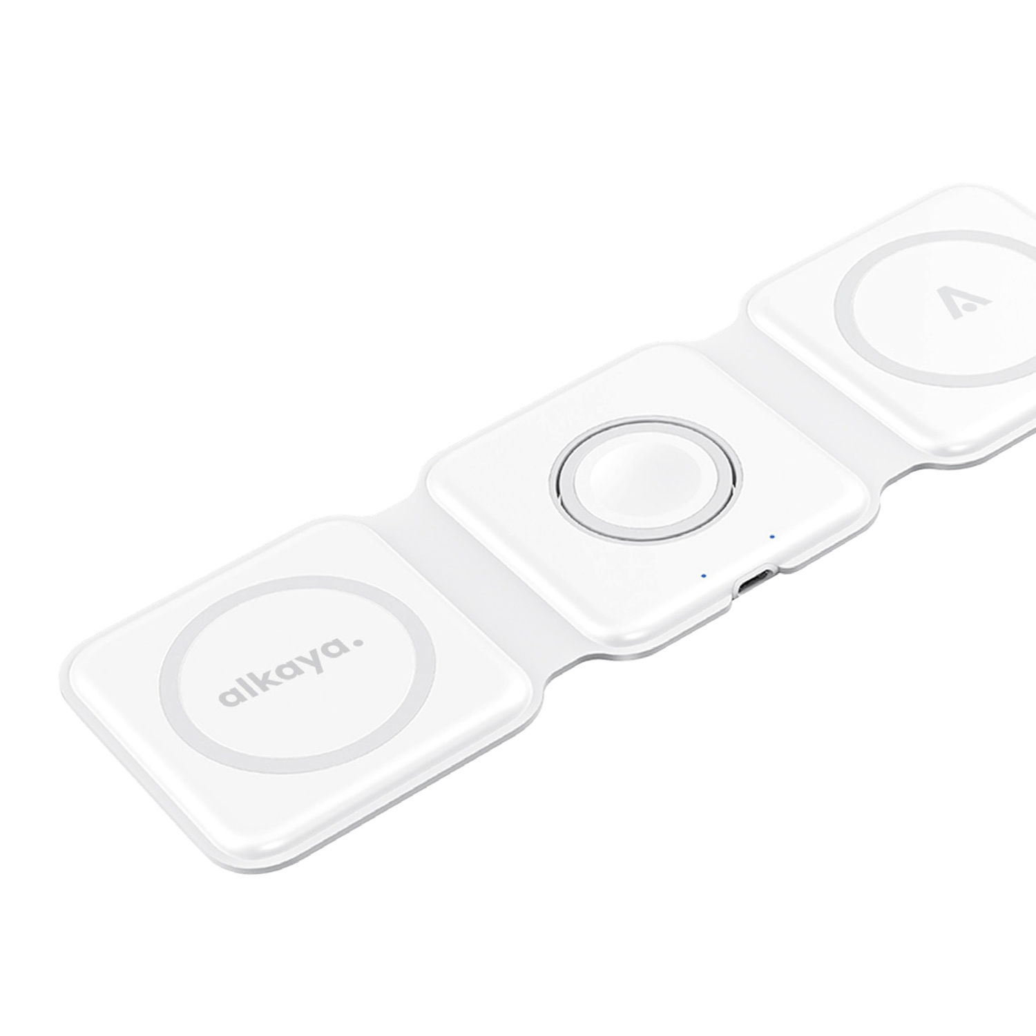 alkaya. | Flex Fold | Reise Ladegerät Faltbar 3 in 1: Handy, Apple Watch und Headset, für MagSafe-Zubehör geeignet Weiß