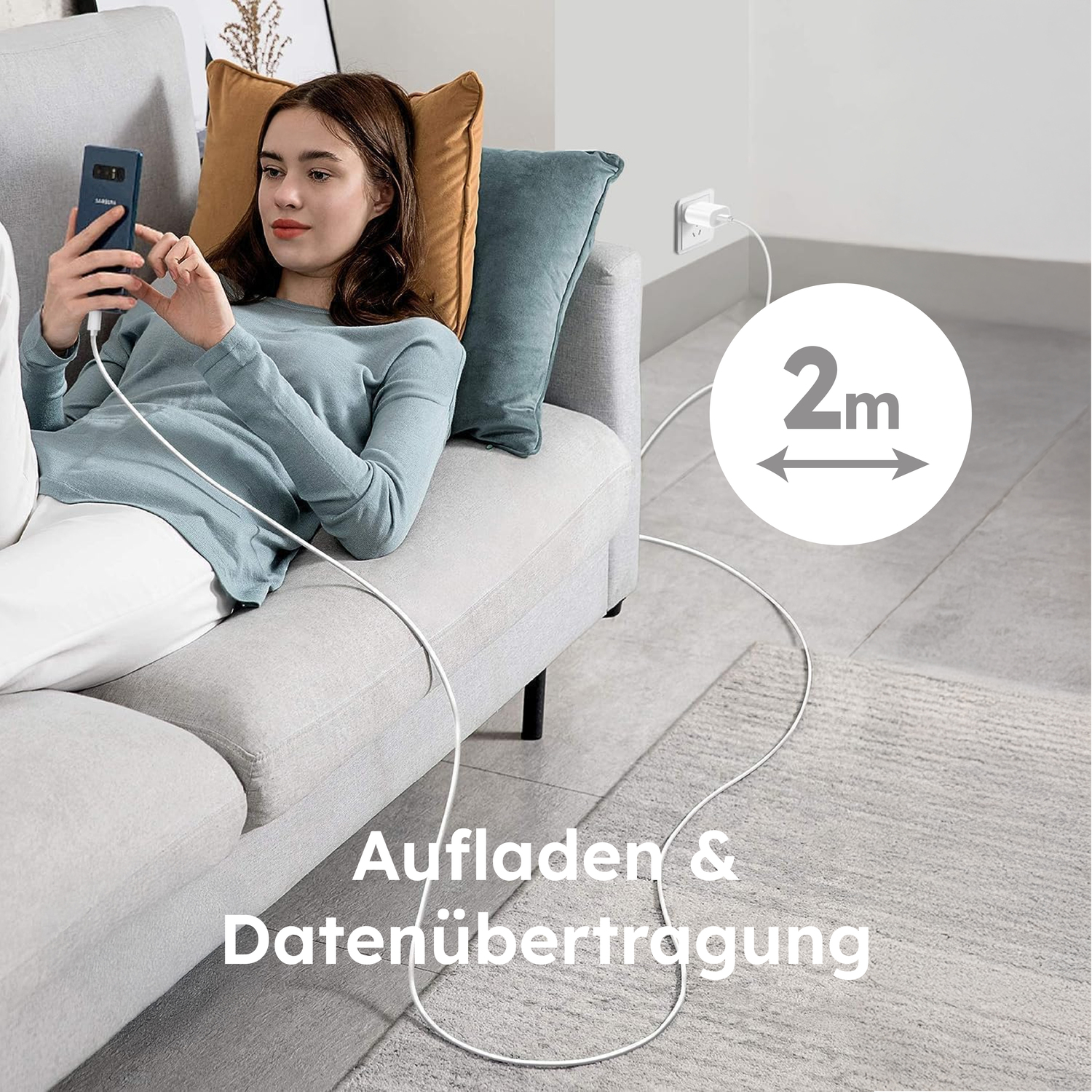 alkaya. | Speed Flex | Datenkabel | Geflochten | USB C+C 2m, Weiß